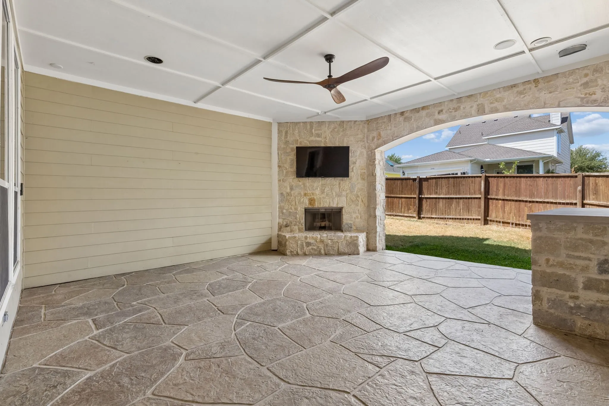 Beautiful covered patio made for entertaining