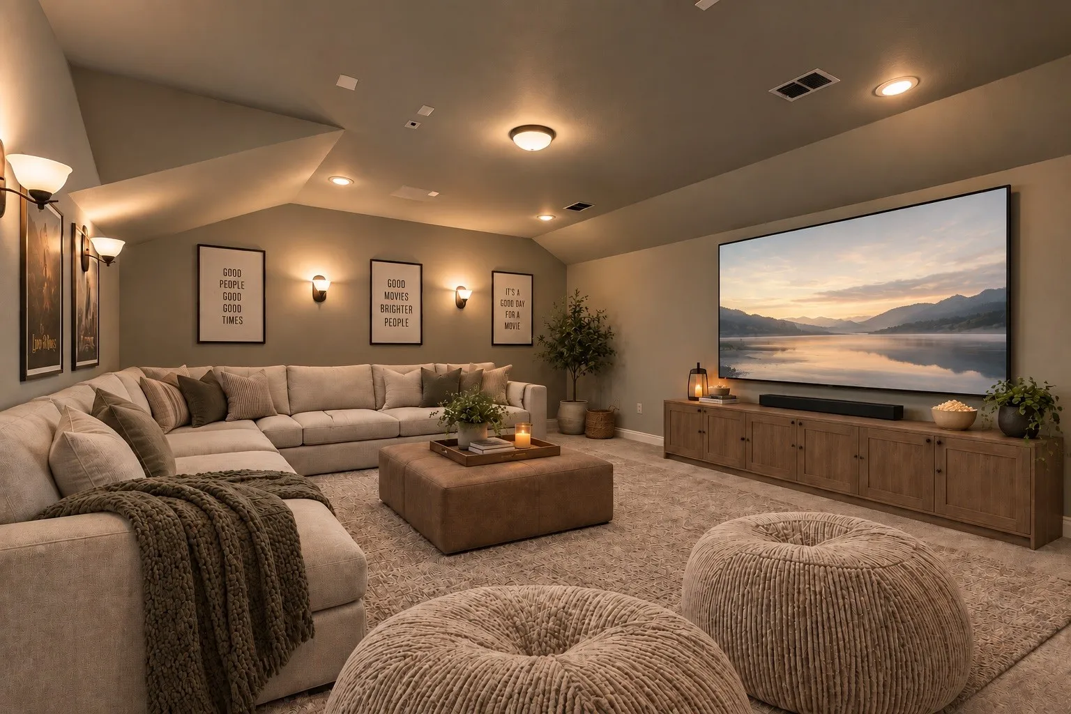 Versatile bonus/media room virtually staged