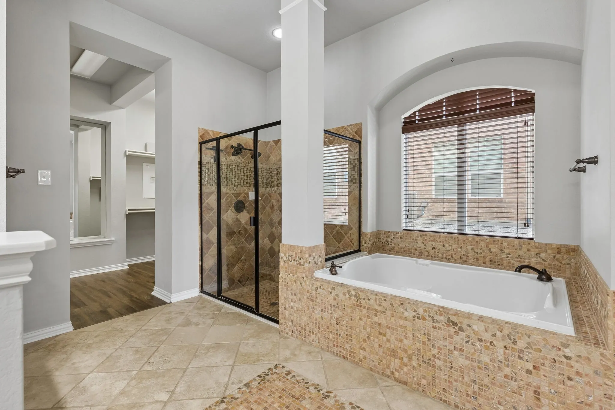 Sizable shower with separate bathtub