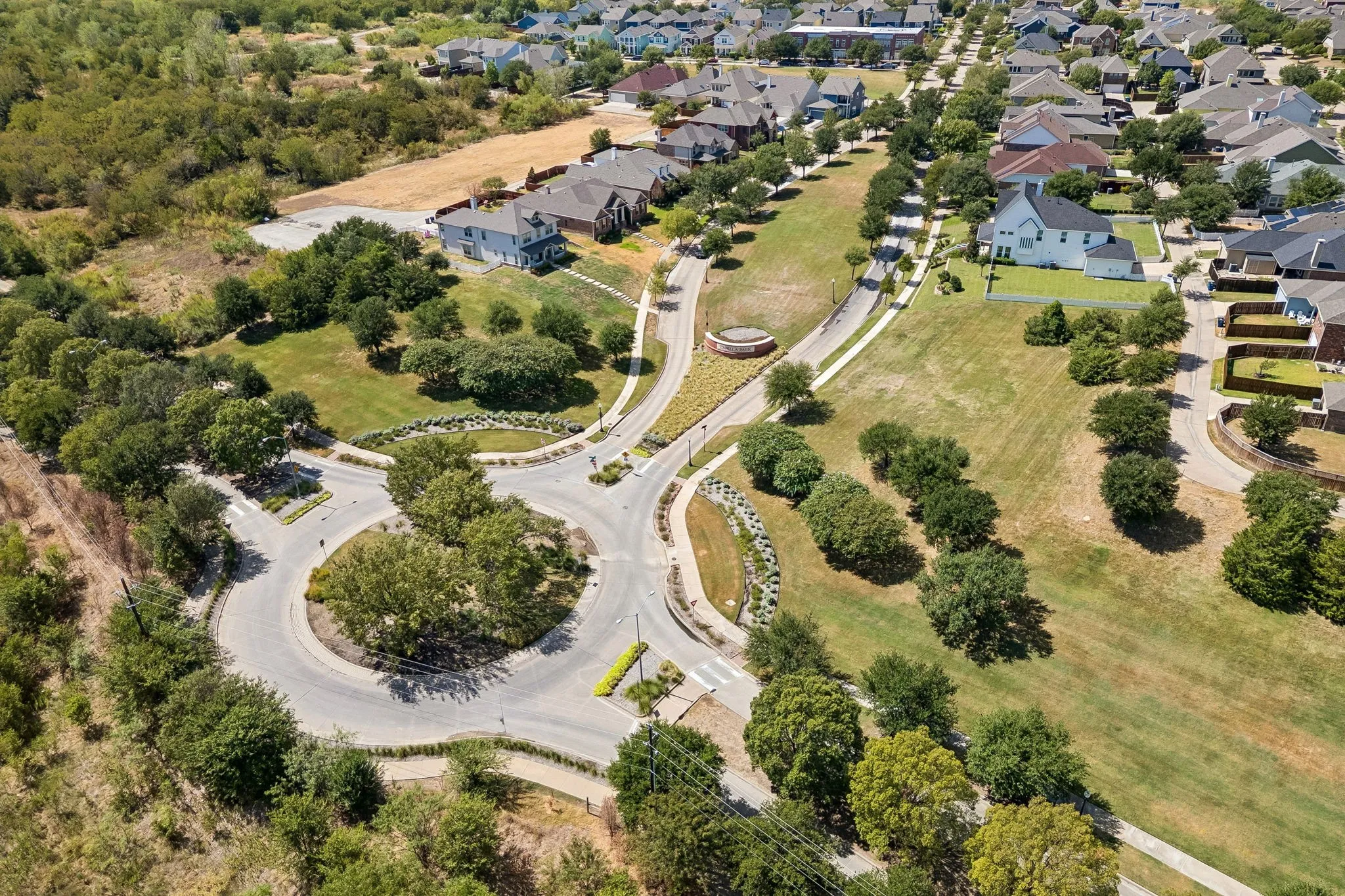 Aerial view of neighborhood entrance