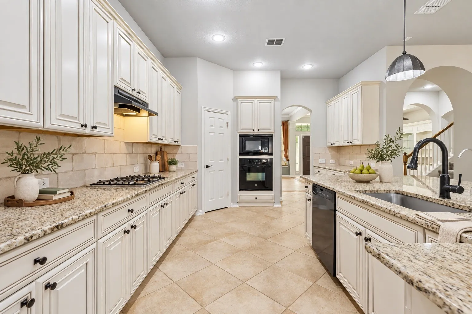 Spacious kitchen for hosting virtually staged