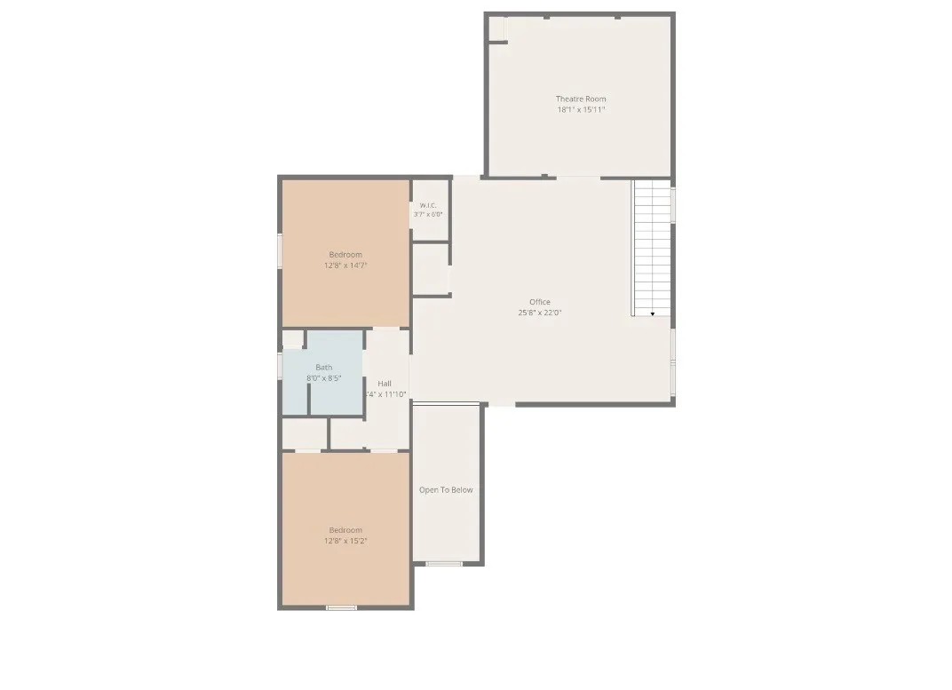 Second floor, Gameroom/second living room is being used as office