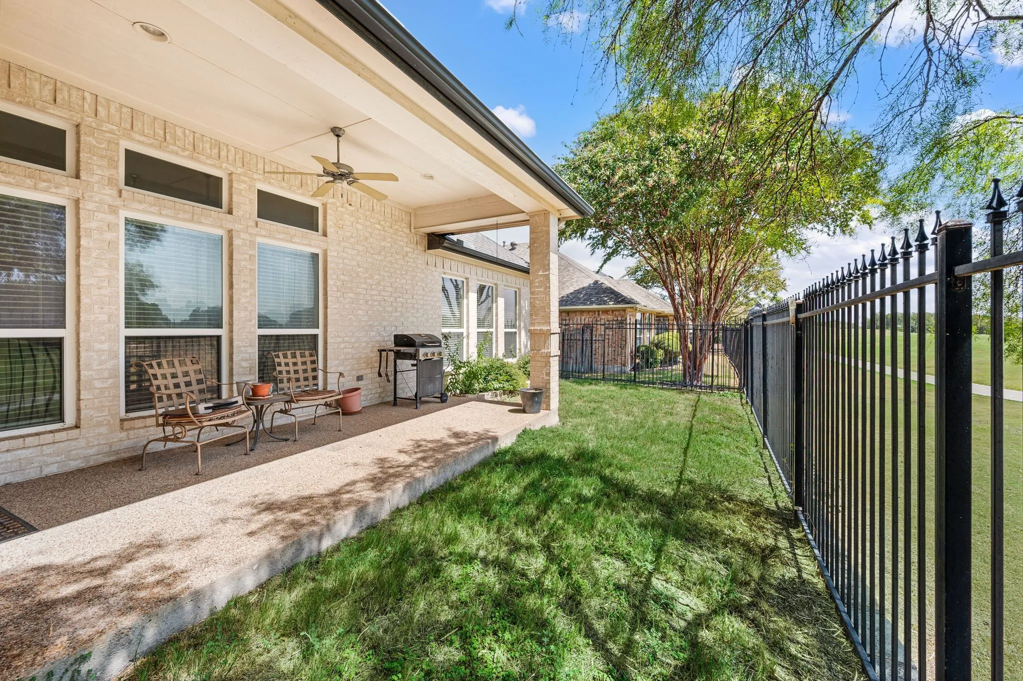 back patio with view of golf course