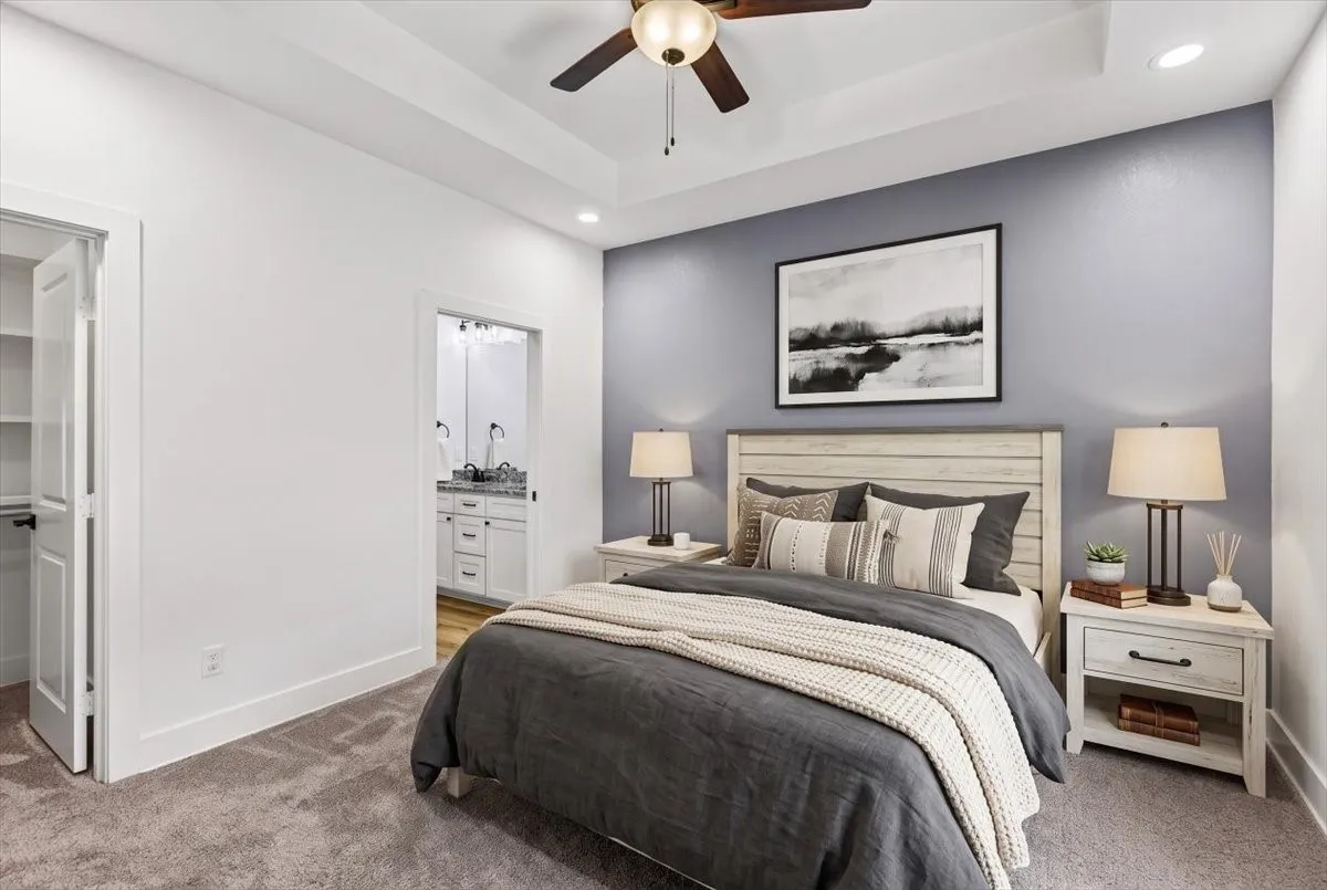 Virtually staged Primary bedroom.