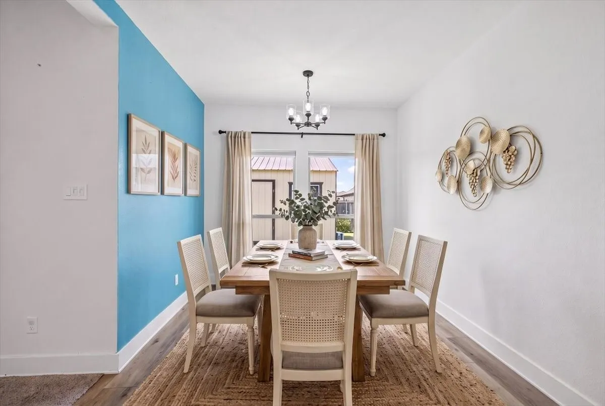 Virtually staged dining room.