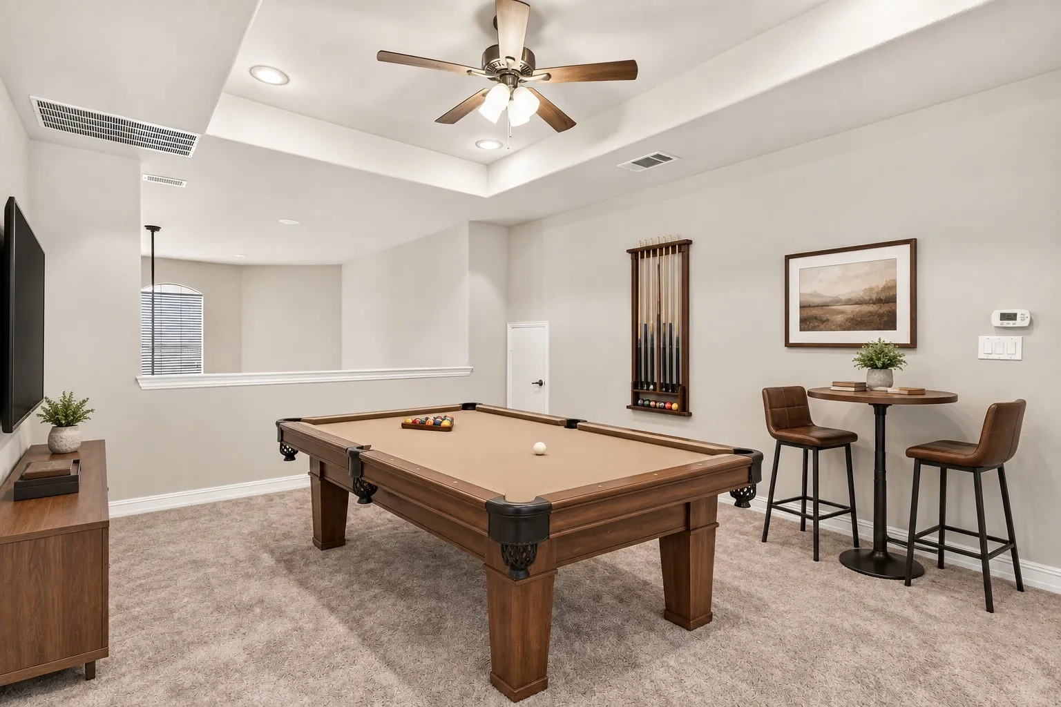 Second living area or game room located on the second floor