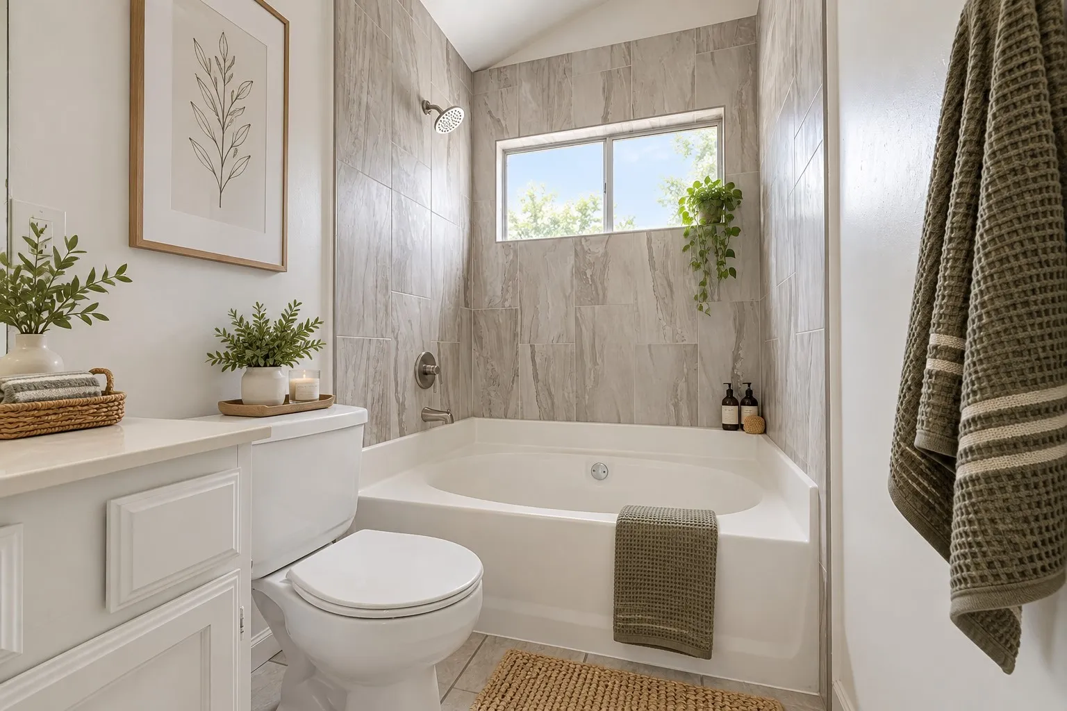 Primary Bathroom Virtually Staged to show potential