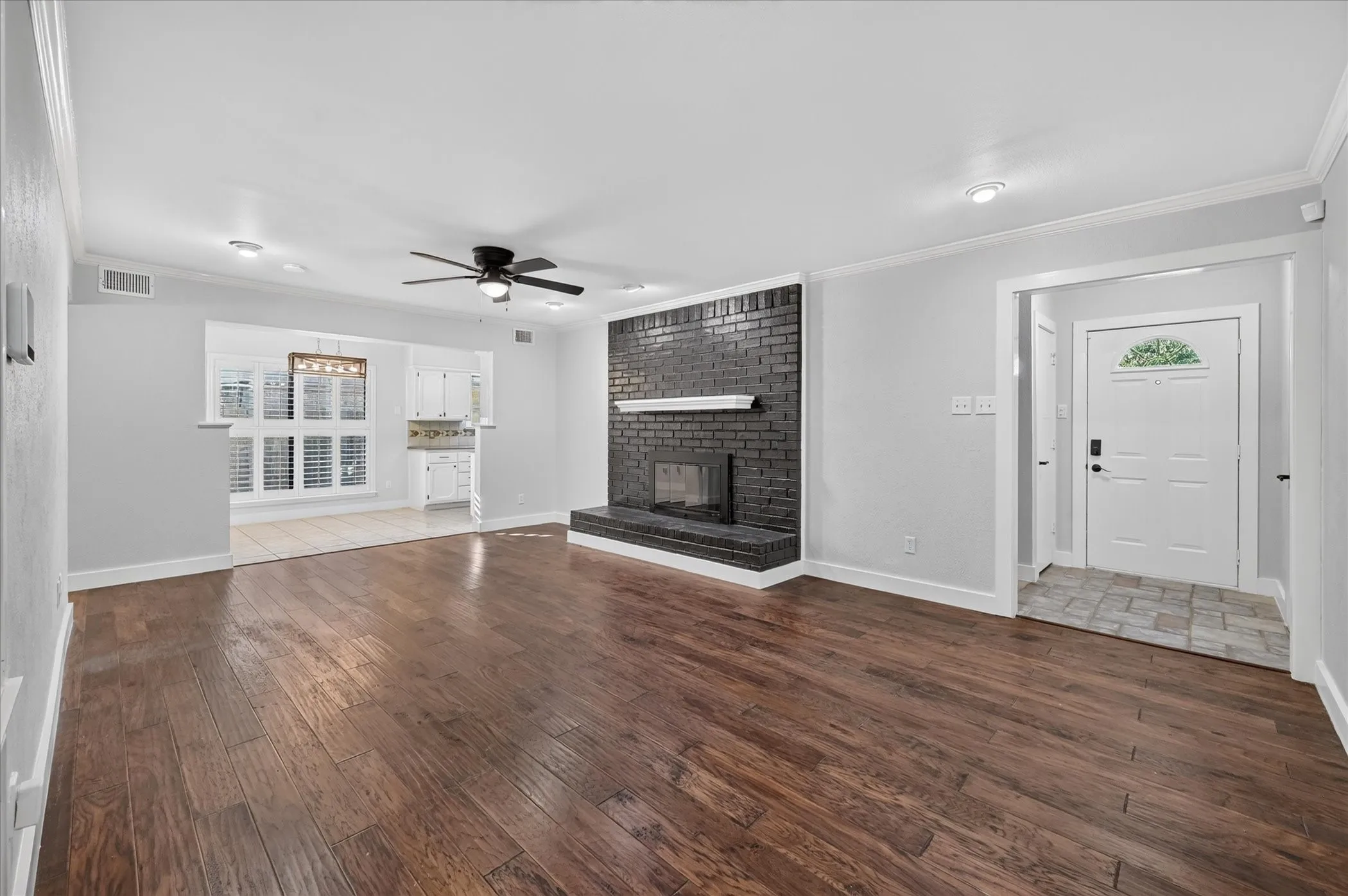 Wood-finish flooring throughout the main living area