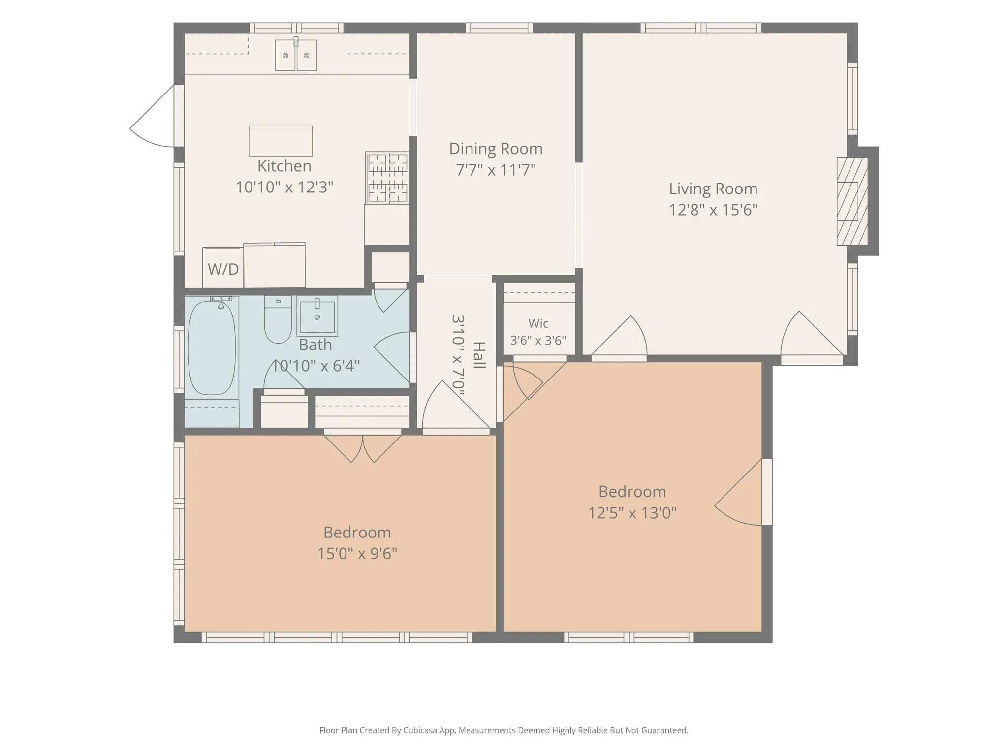 The Main House floorplan reveals an efficient two-bedroom layout with connected living spaces and an easy flow from front to back.