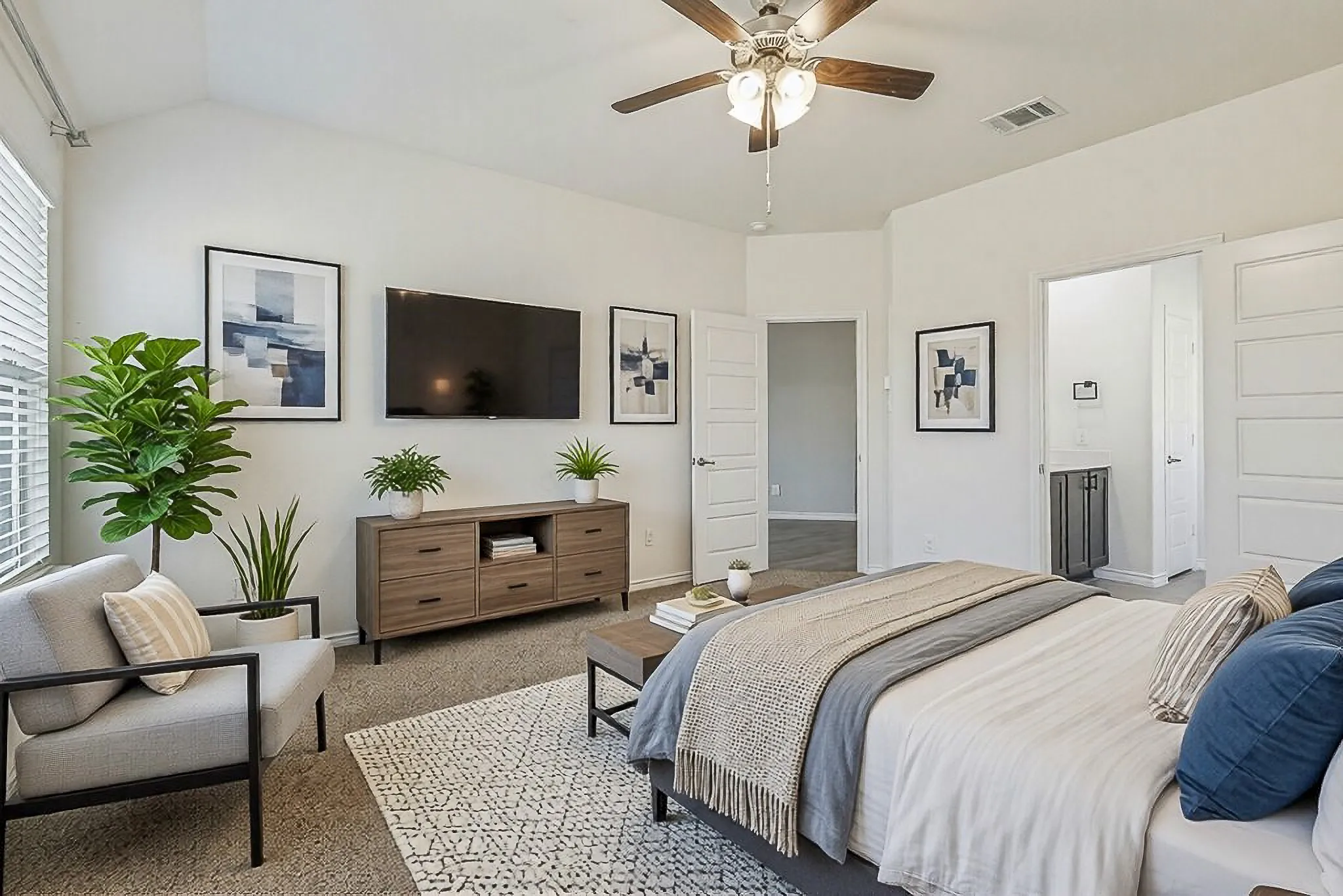 Another View of Virtually Staged Primary Bedroom