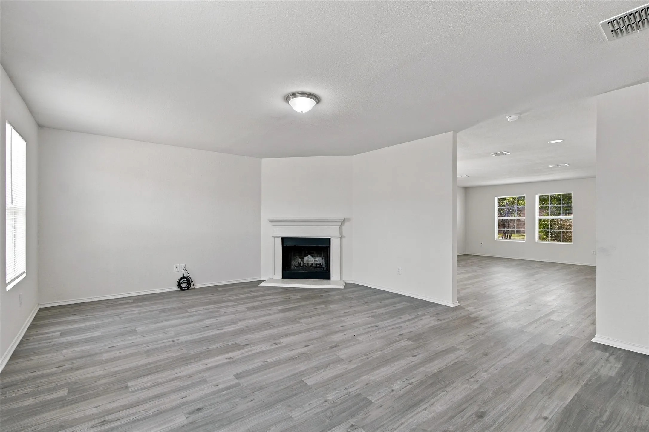 Large family room that opens into the kitchen