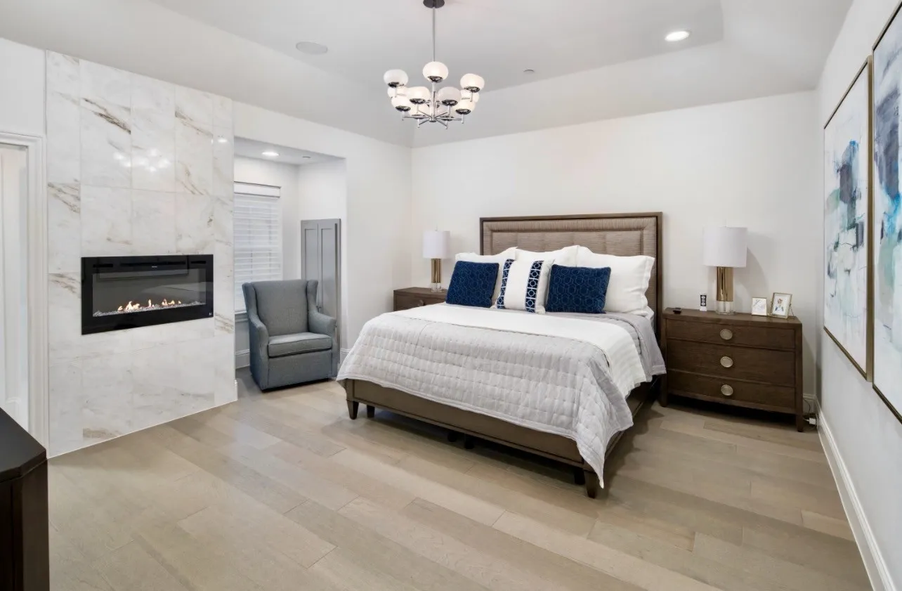 Upstairs Primary Bedroom with Fireplace