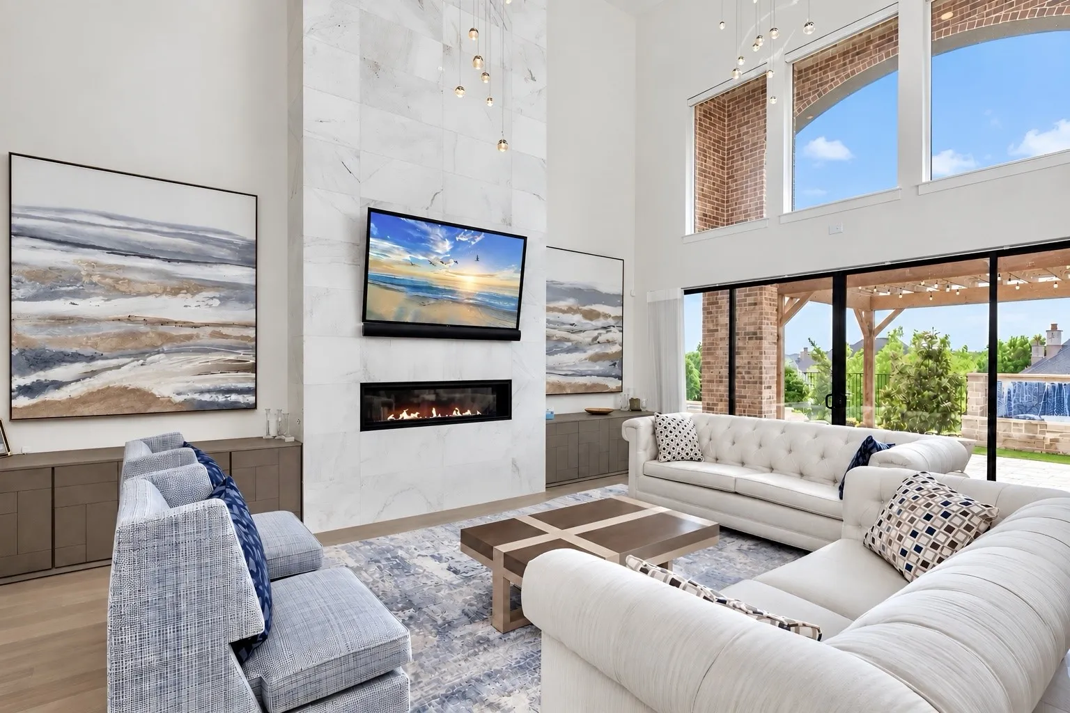 Family Room with Sliding Glass Doors leading to Backyad