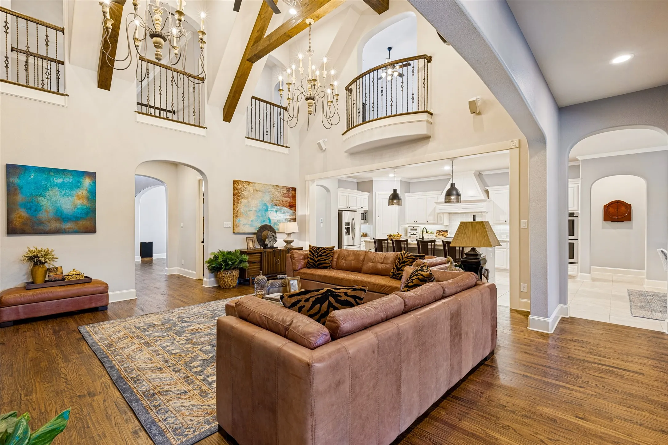 Living opens to kitchen