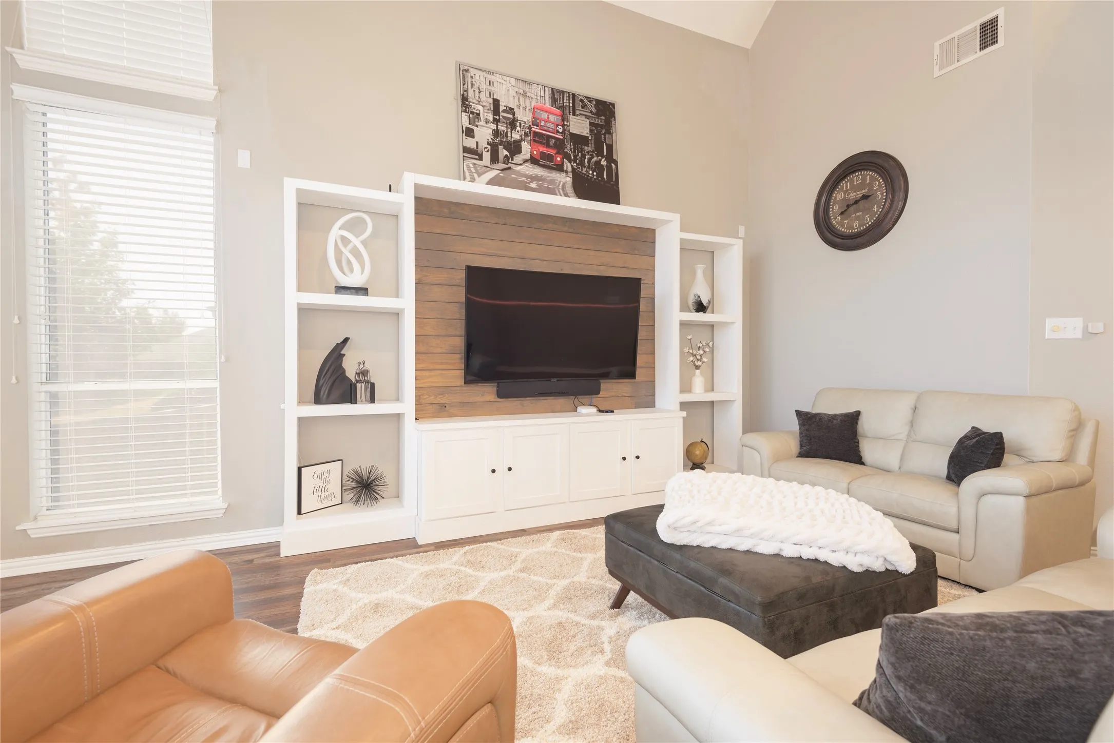 Gas fireplace.
