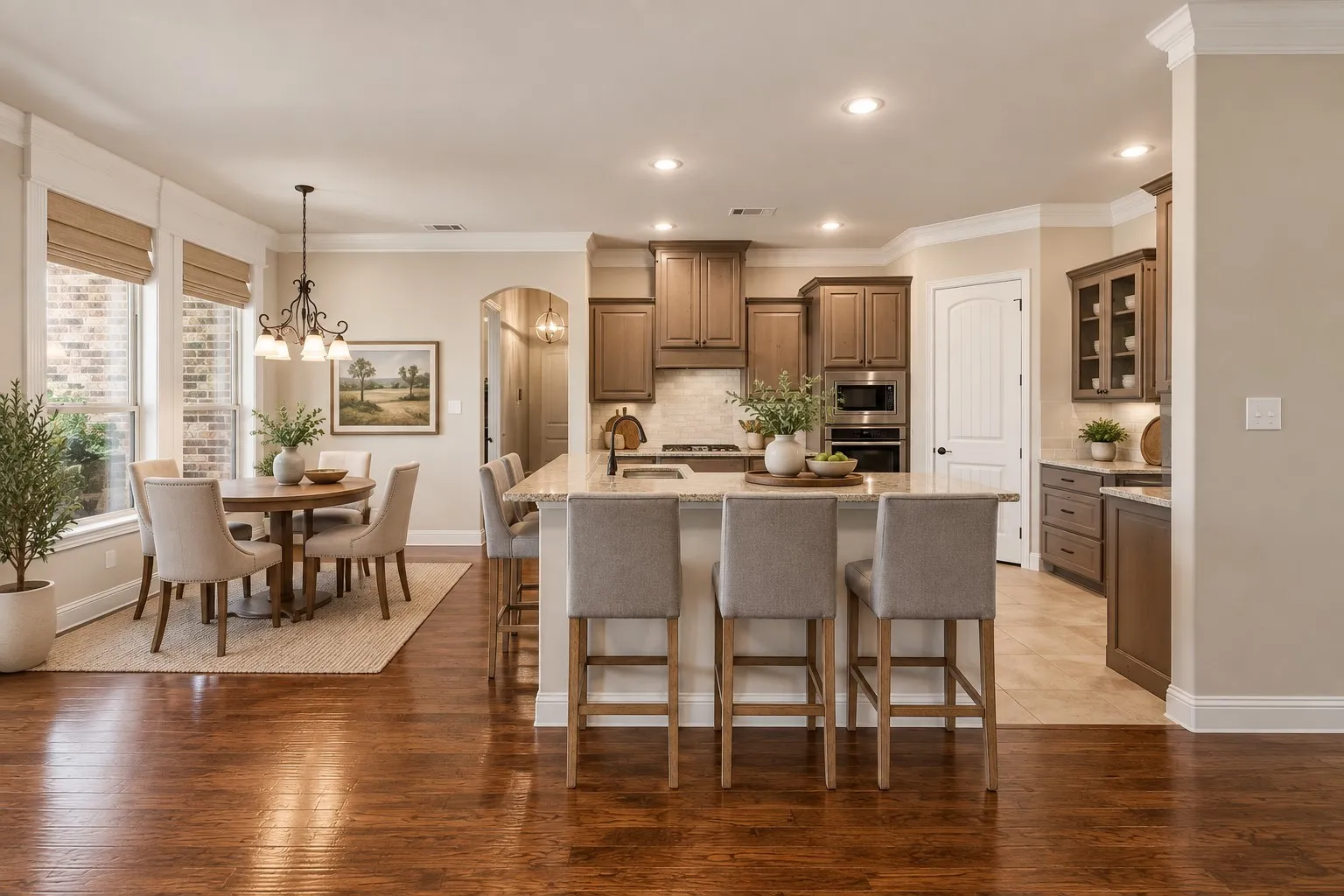 Kitchen and virtually staged breakfast room