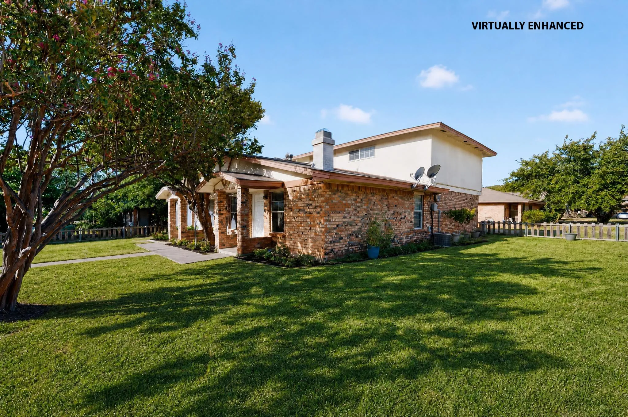 Side yard with virtual enhanced landscape