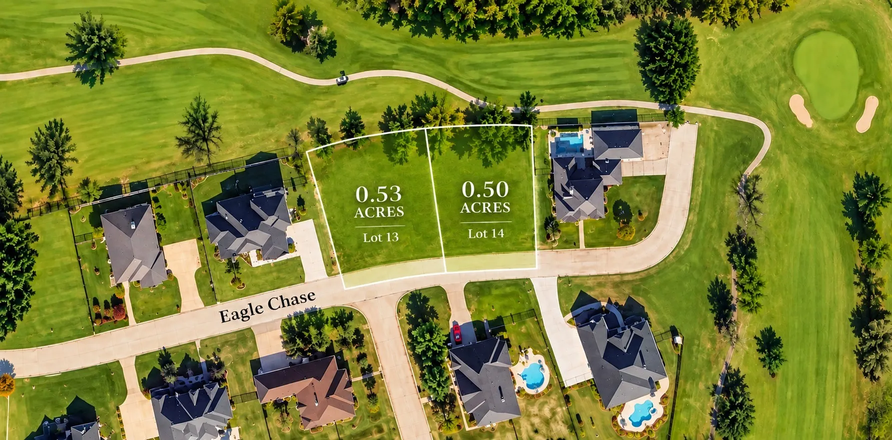 0.53-acre lot (Lot 13) and 0.50-acre lot (Lot 14) available on Eagle Chase