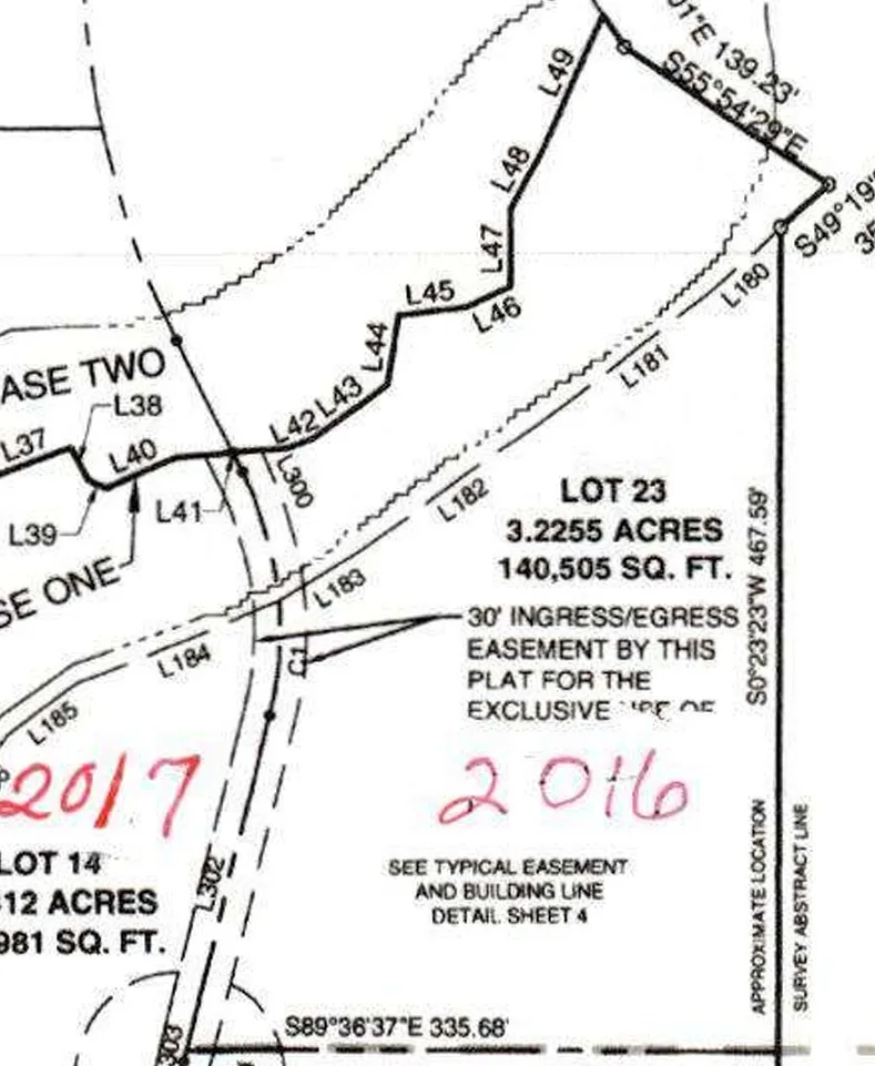 Plat Map, Lot Details. Illustrating the dimensions, acreage, and easement information for the property