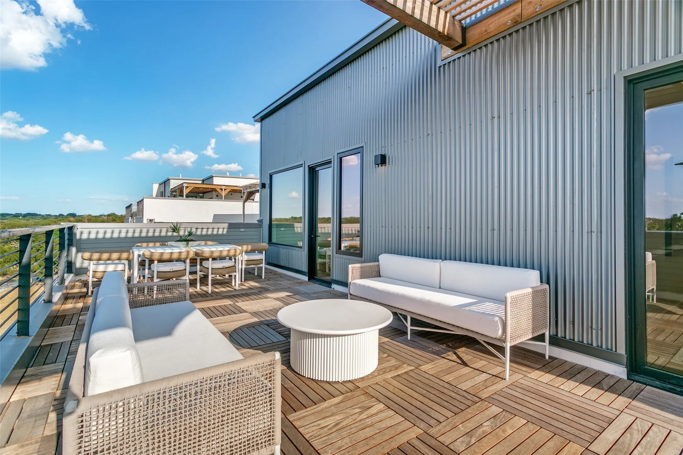 Access the rooftop through bonus room or elevator hallway.