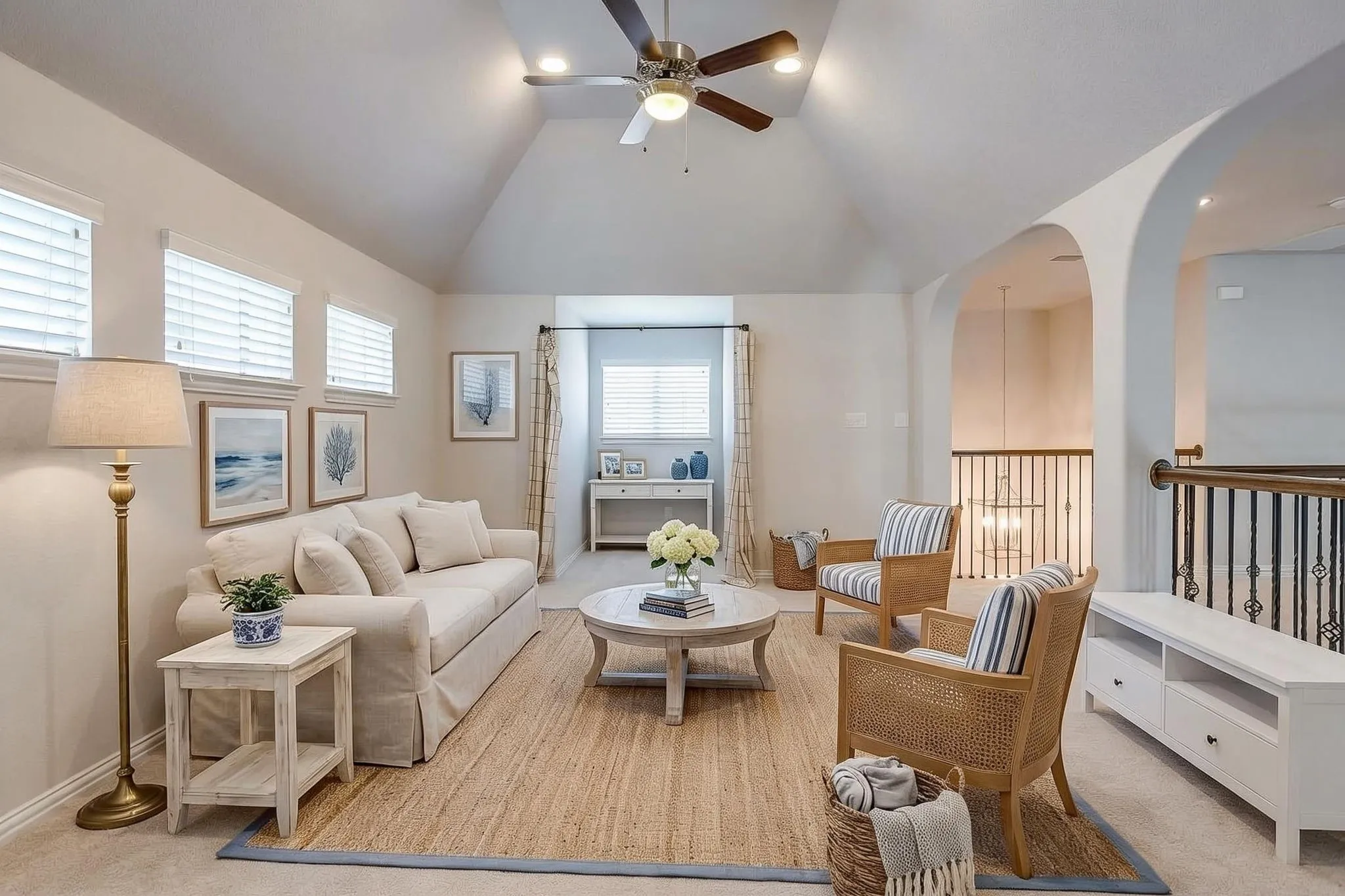 Upstairs Living area/game room/flex space is Virtually staged