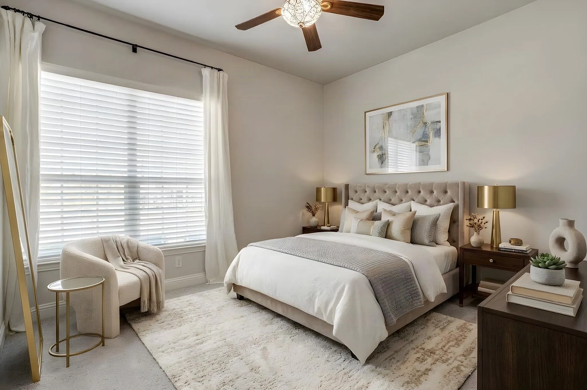 Downstairs bedroom is virtually staged