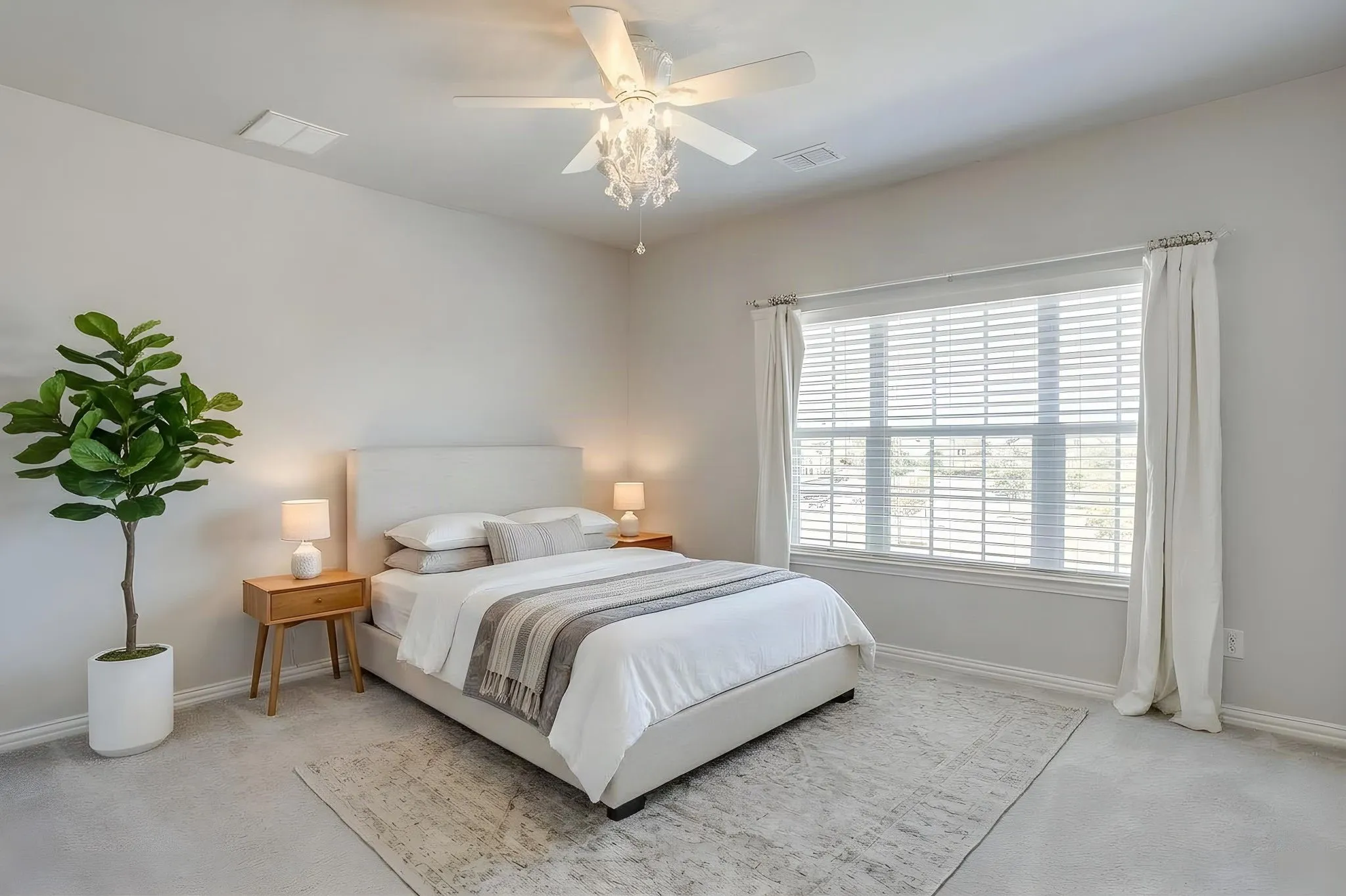 Upstairs bedroom virtually staged