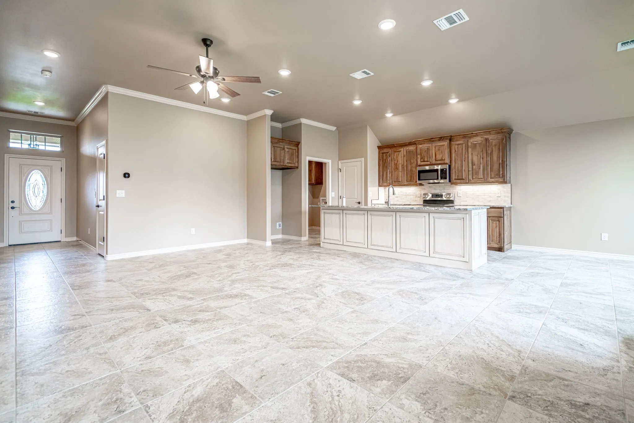 View back towards the front door.  Great ceramic tile floors