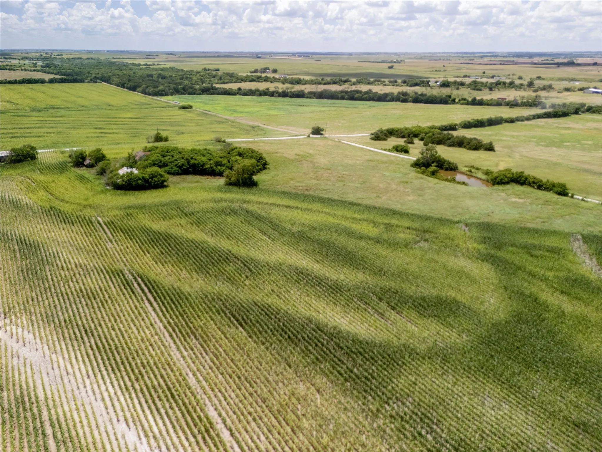 Overview of rural landscape with extensive farmland