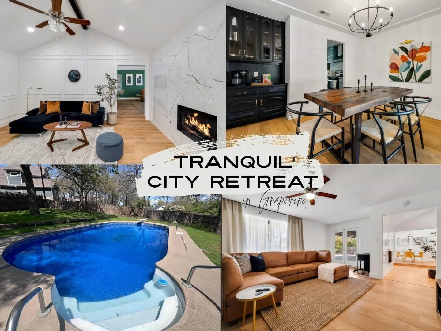 Marketing Collateral. A multi-panel image presenting various interior and exterior views of the property