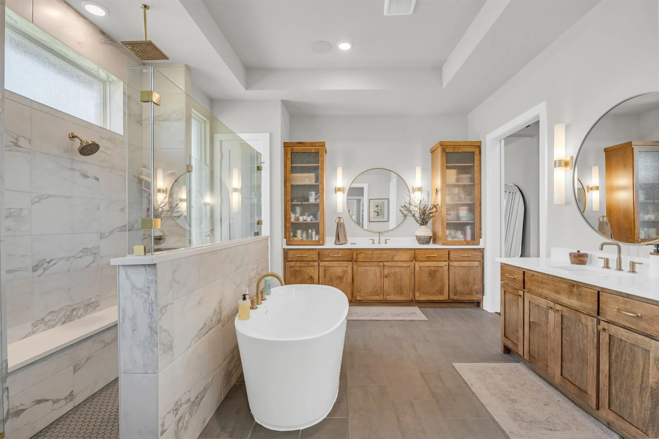 Double vanities with custom cabinets added