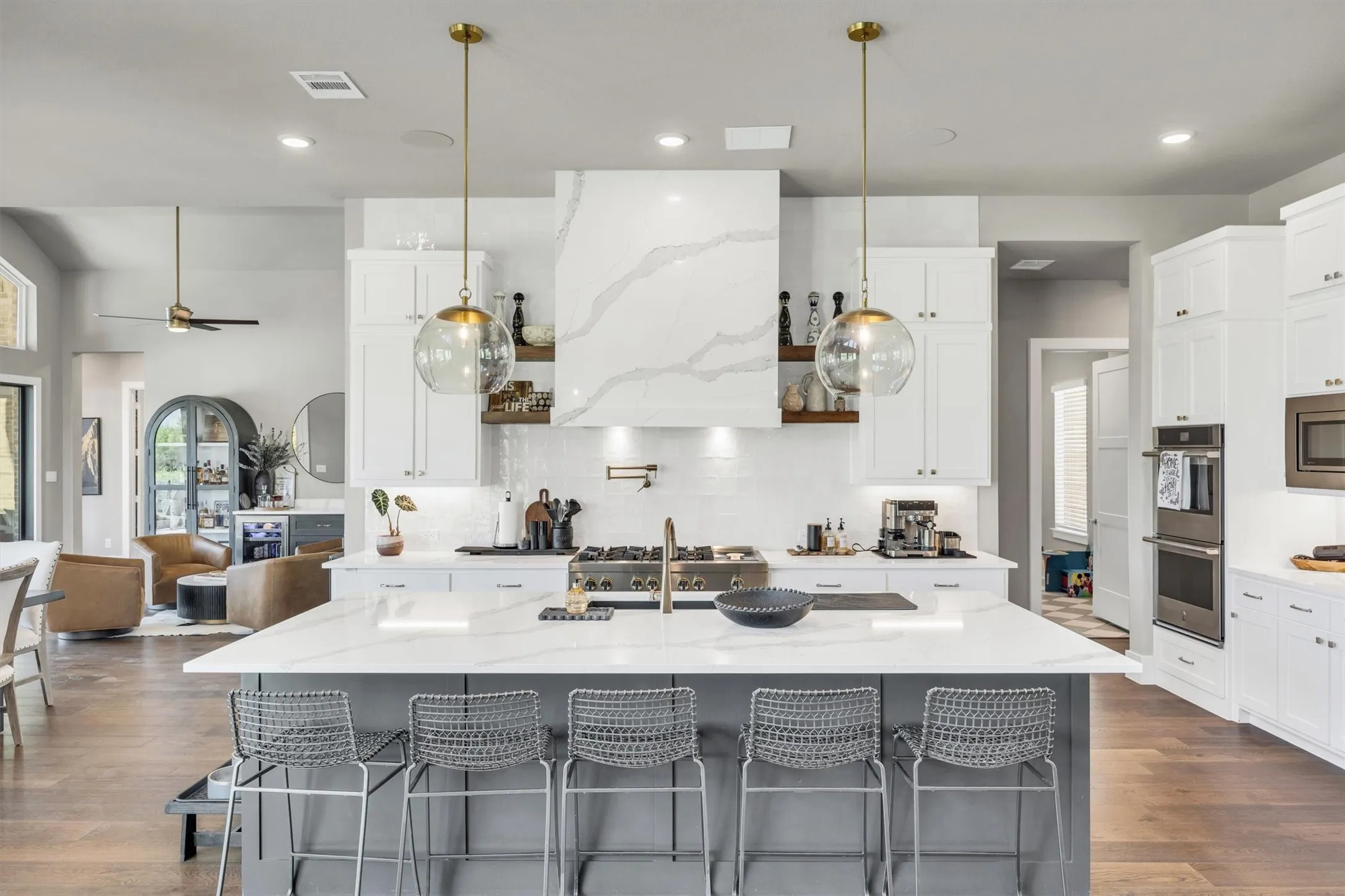 The beautiful and highly functional kitchen is accented by added cabinetry