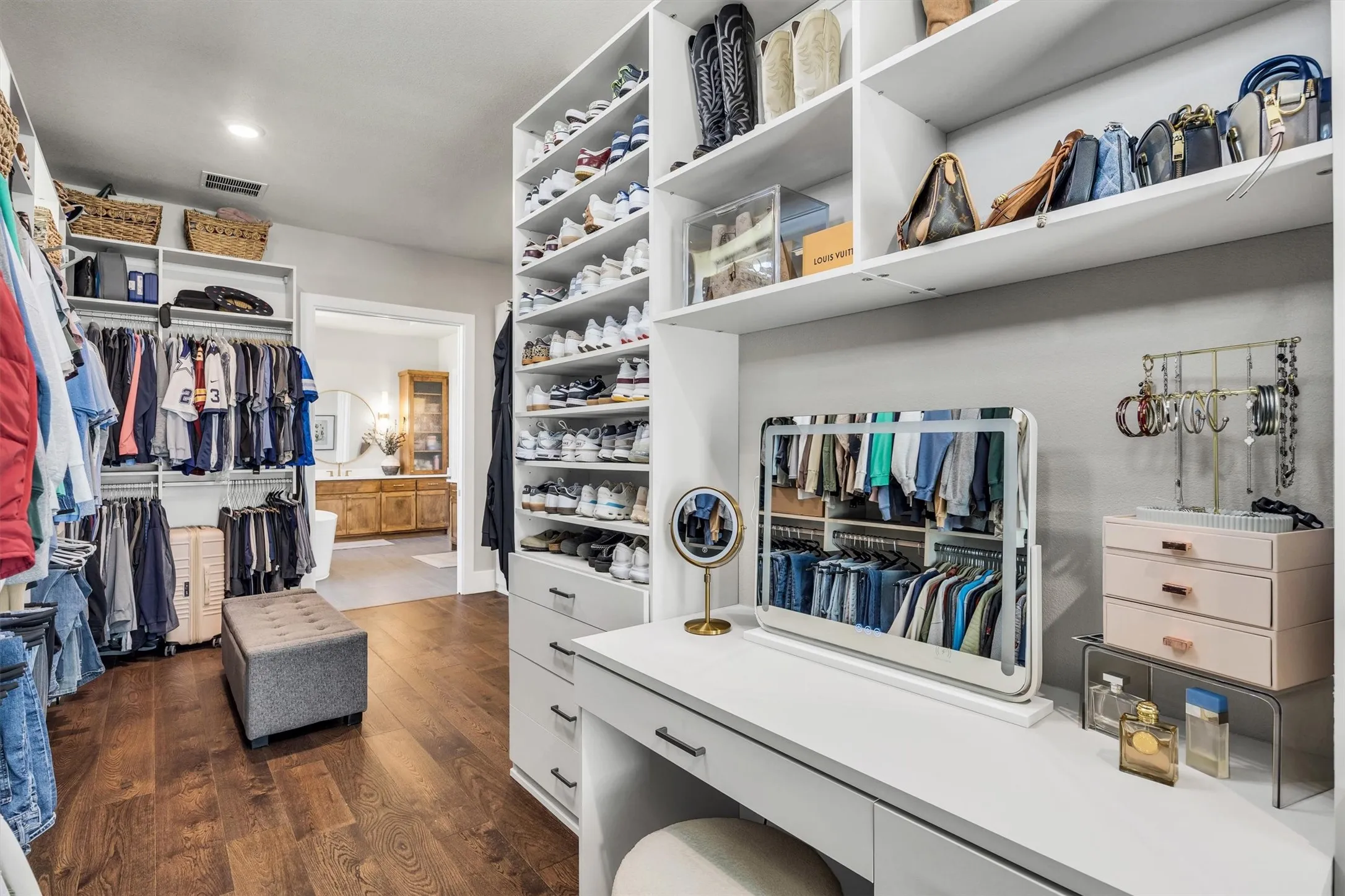 Private vanity added to the custom closet