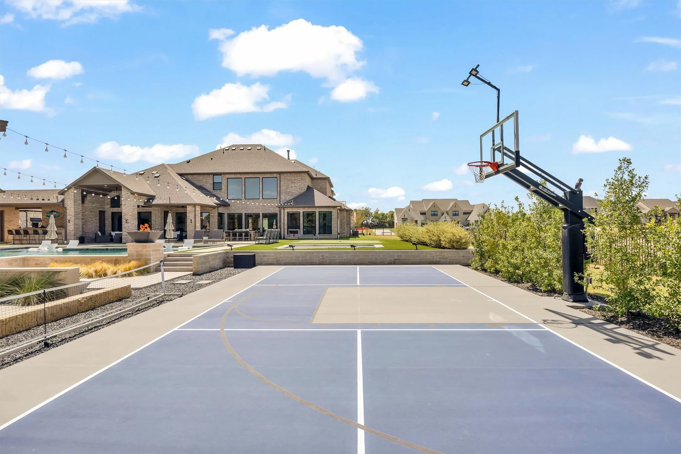 Basketball and pickleball court for active families