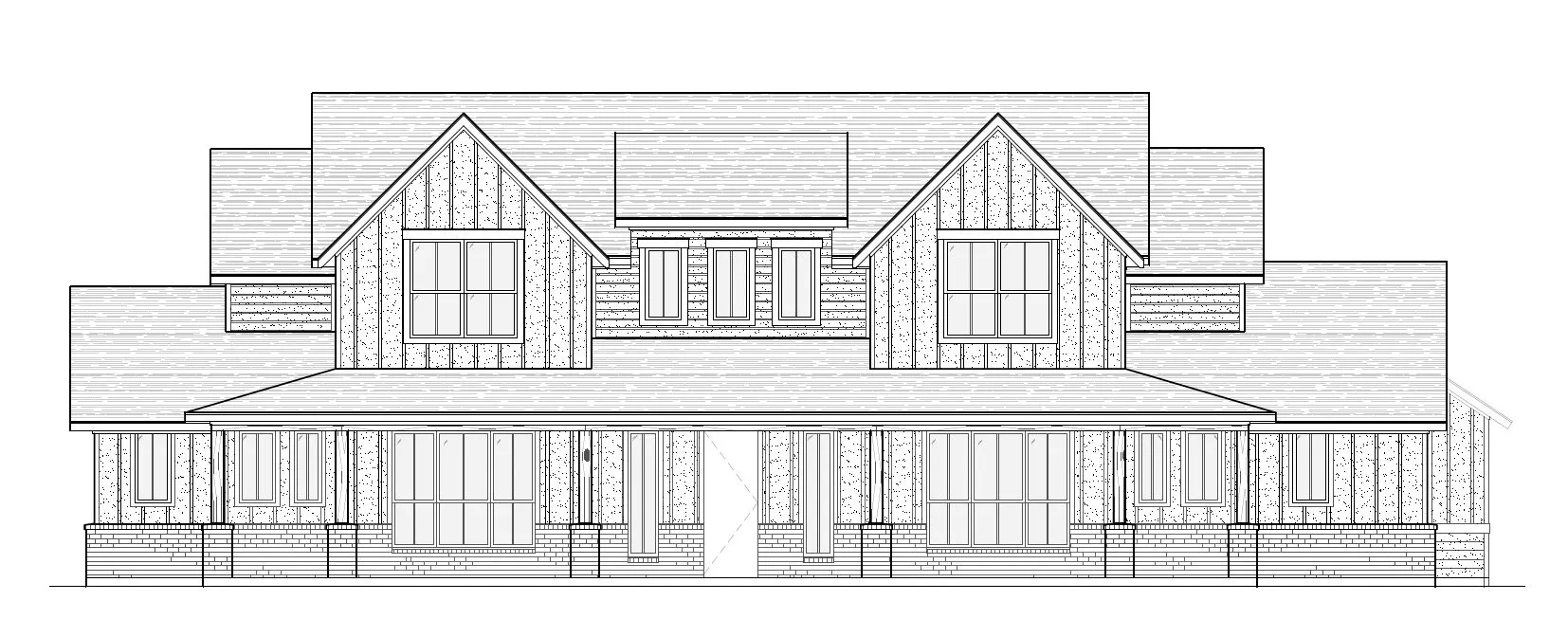 Architectural Drawing. Front elevation view of the property's exterior design