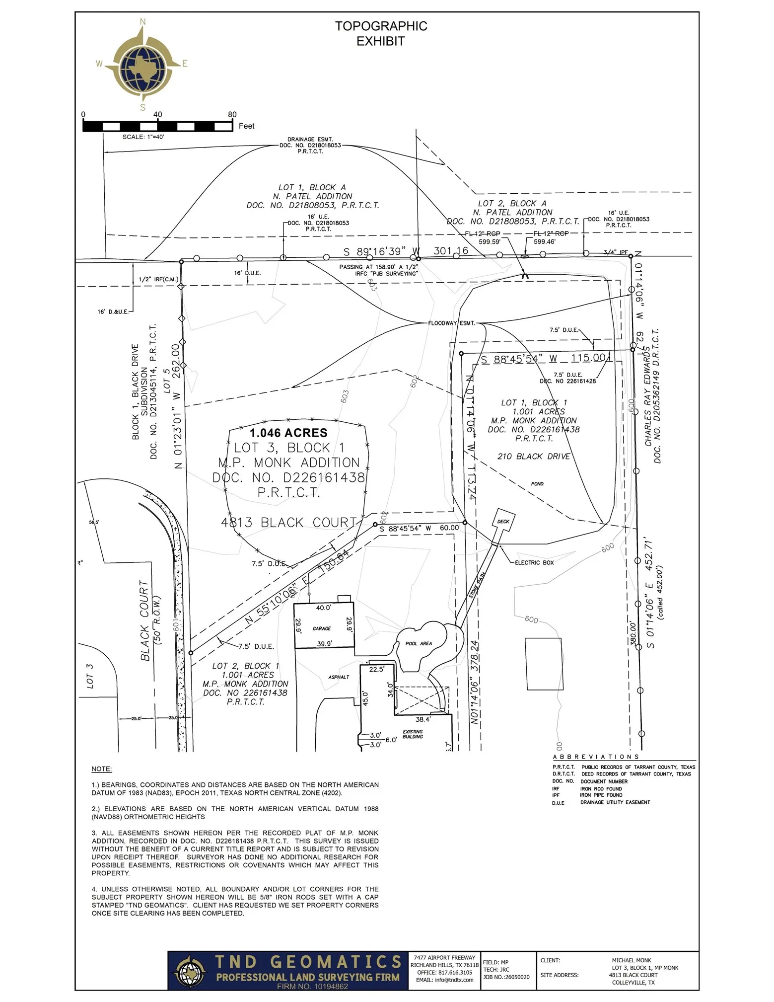 Topographic Exhibit. Detailing the property's topography, boundaries, and associated features
