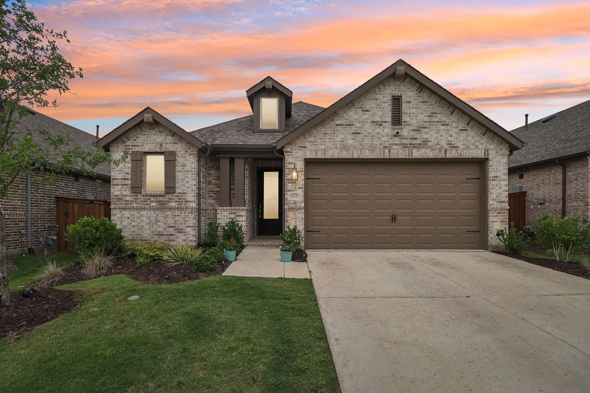 Front of the Property at Dawn - 4718 Firewheel Ct, Aubrey, TX 76227