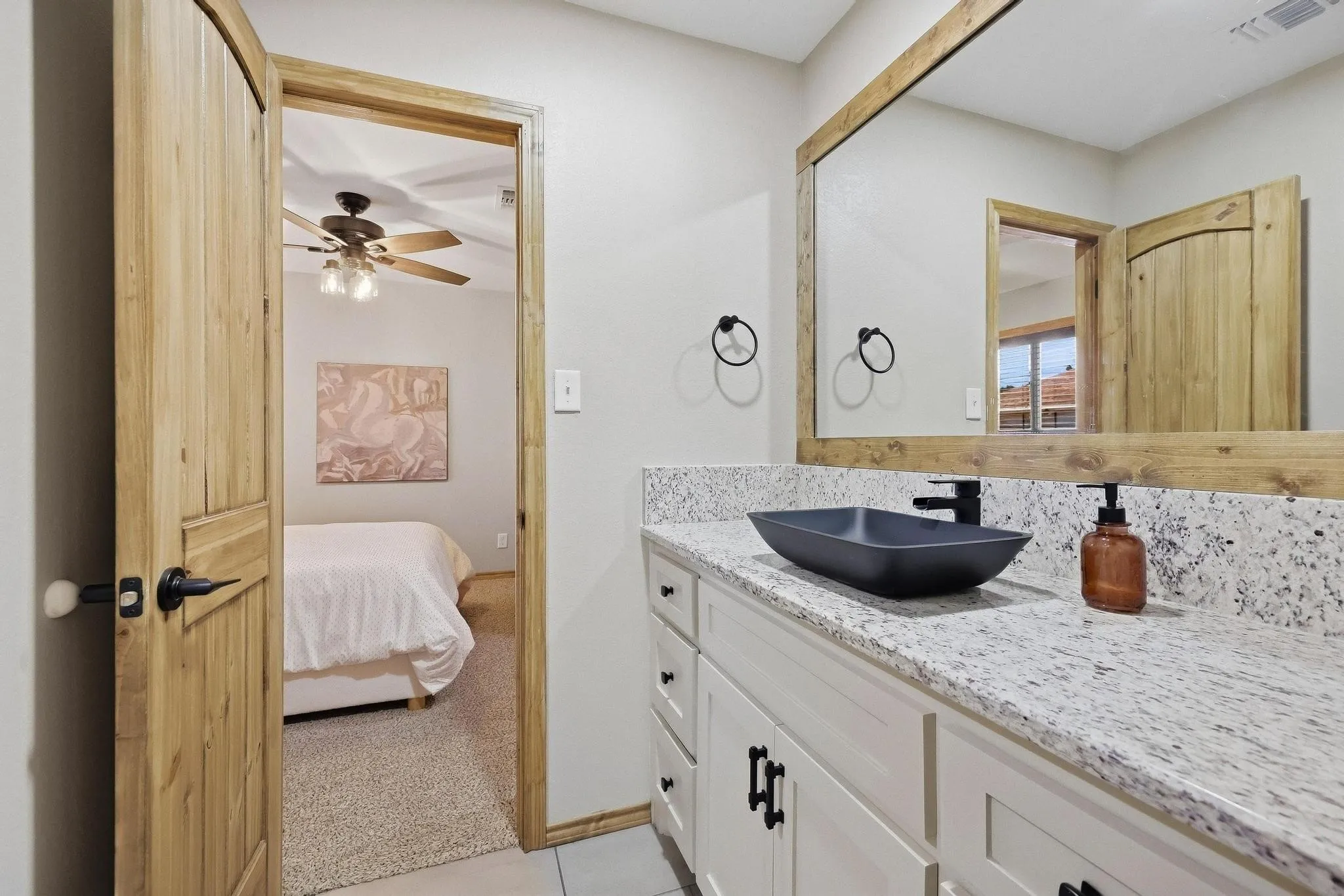 "Almost ensuite" this secondary bathroom entrance from 2nd bedroom or hallway.