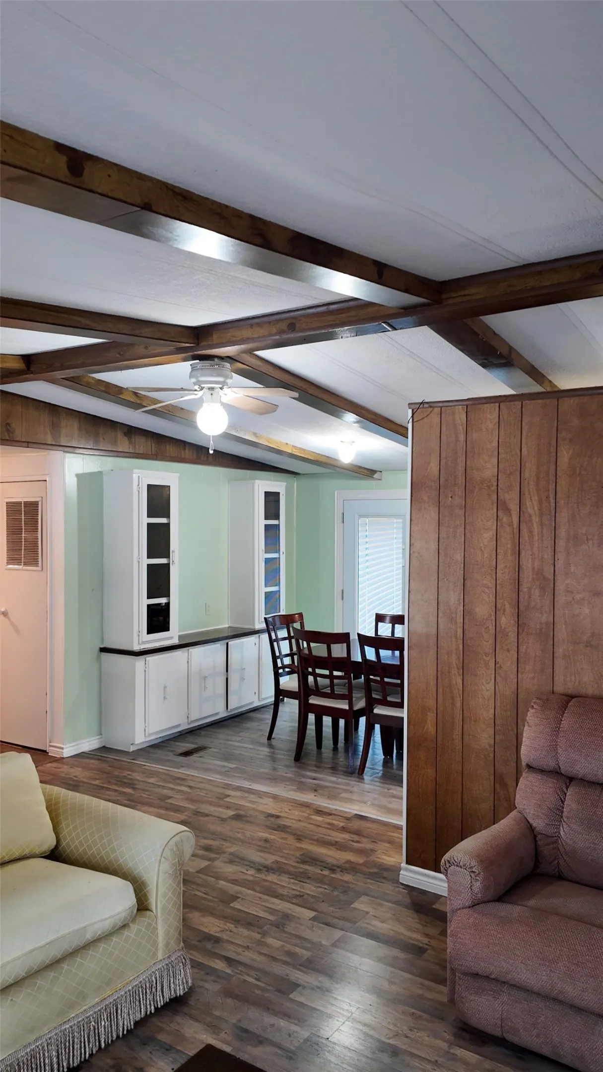 Wood-finish flooring throughout