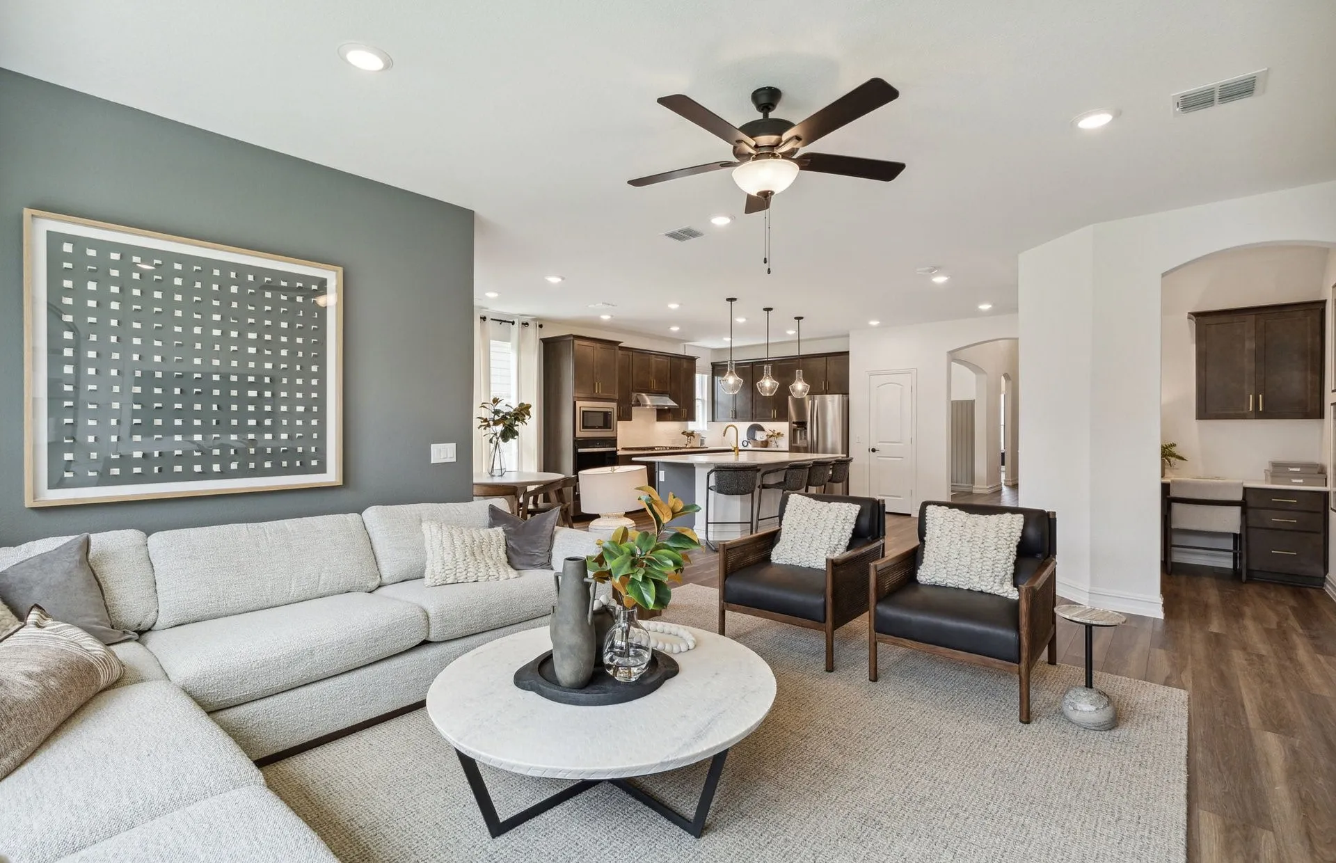 *Model Representation - Gathering room with view of main living areas