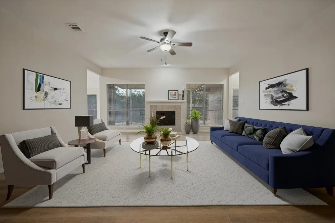 Virtually staged living room.