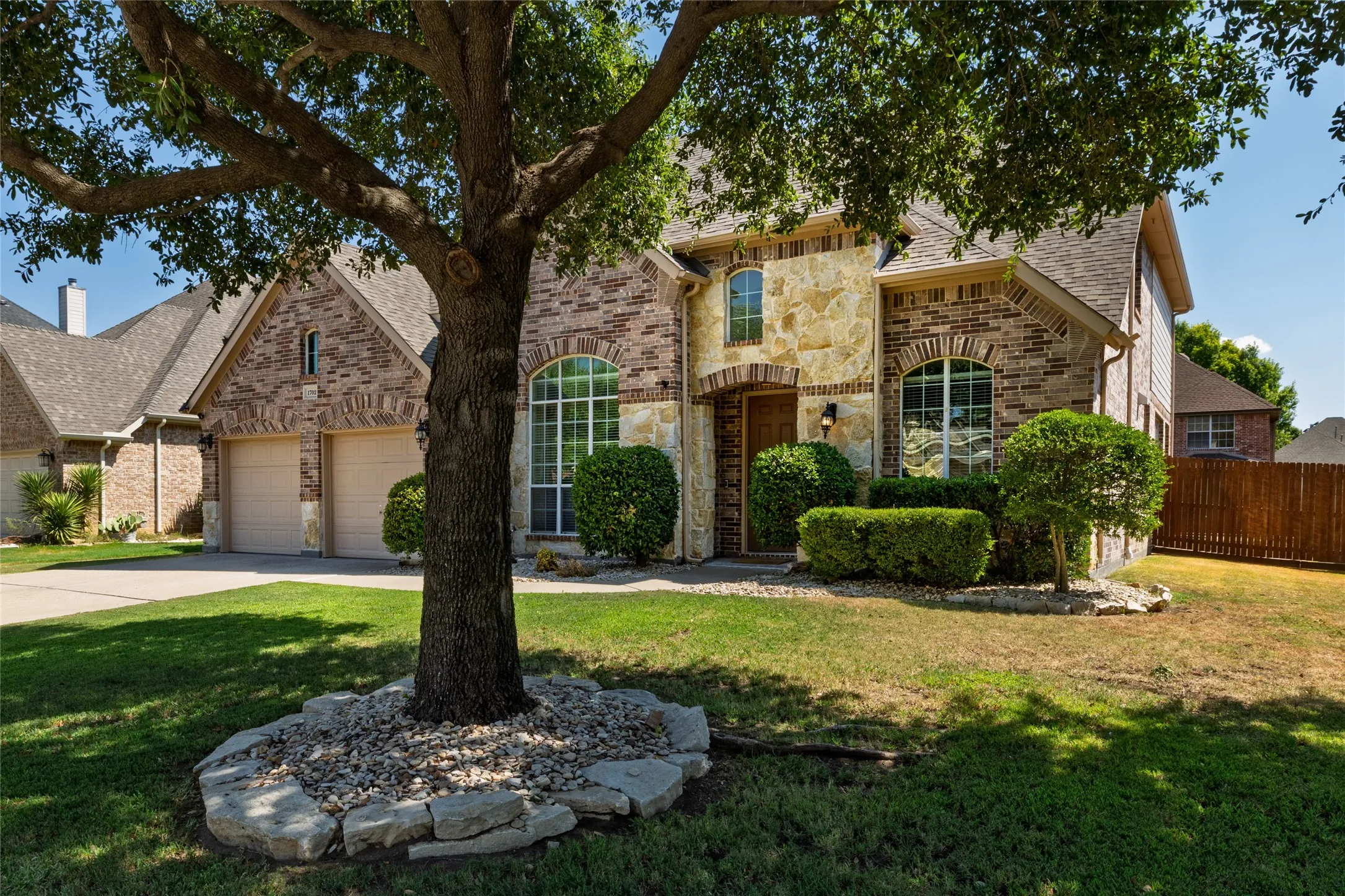 Live oak in front of house