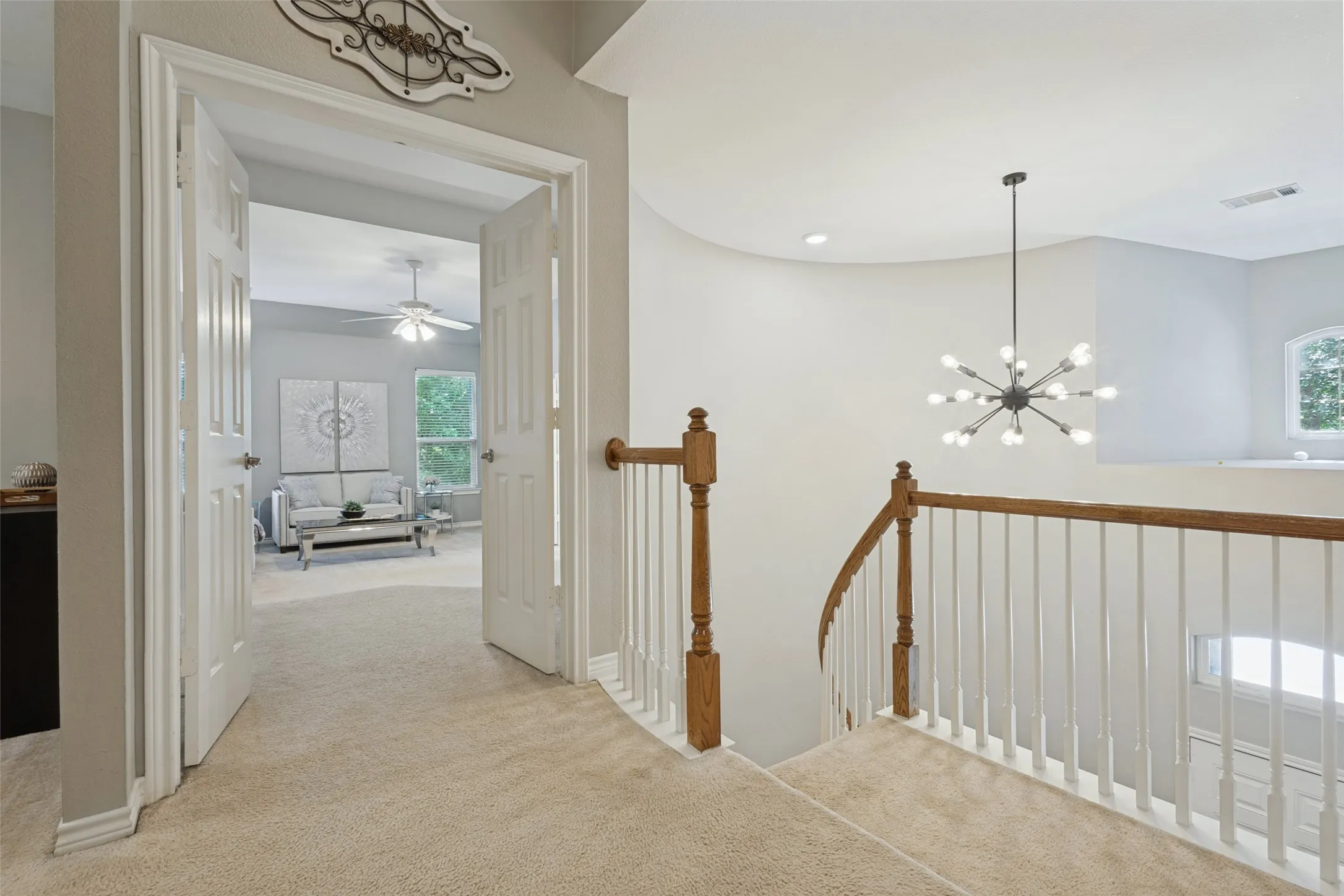 Entrance to the sitting room in the primary suite.