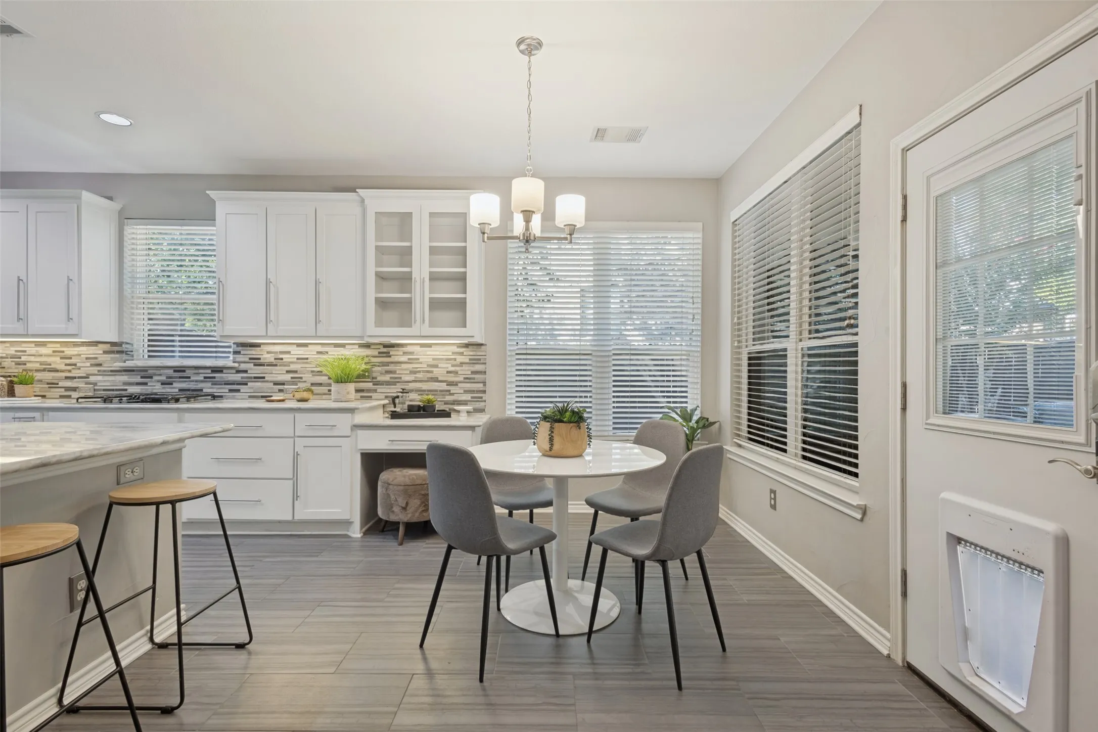 there is room in the kitchen for a dining space.