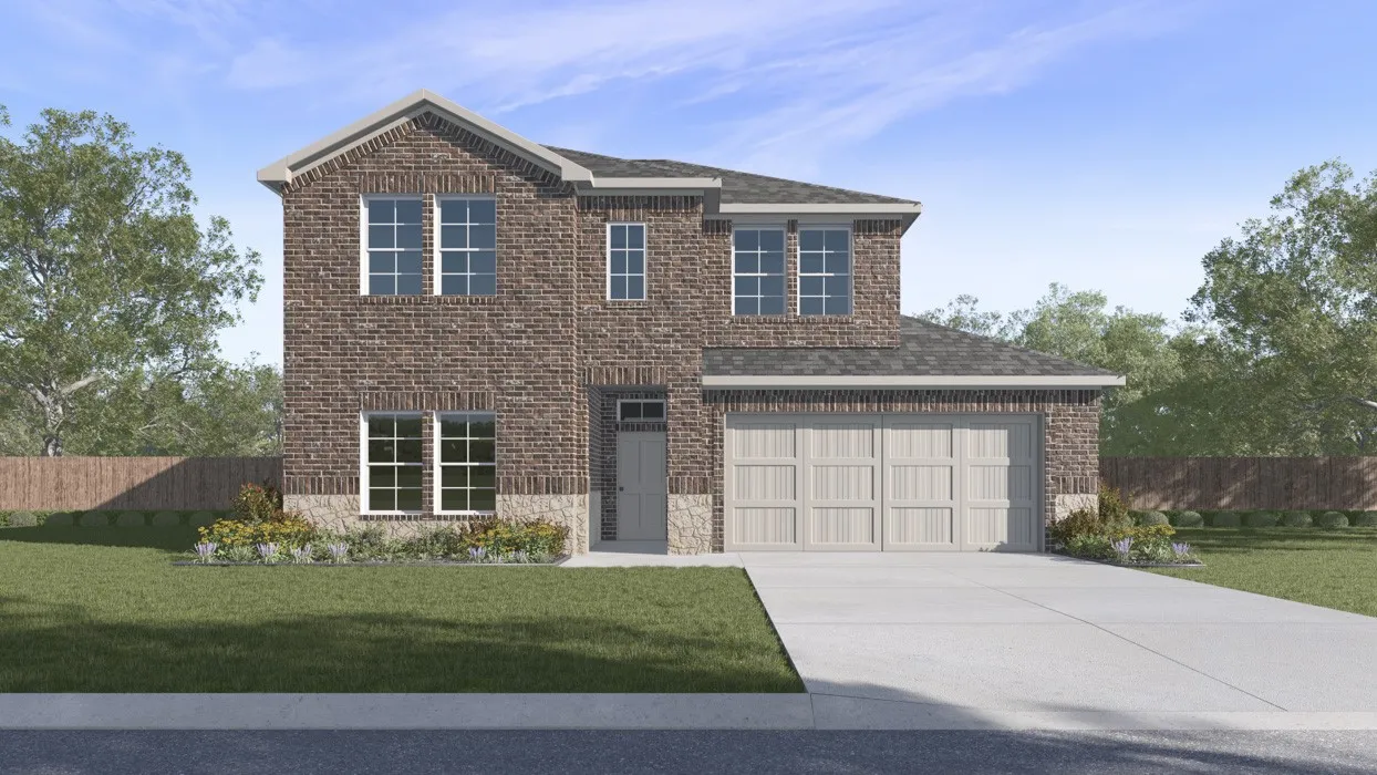Brick veneer exterior with stone accents