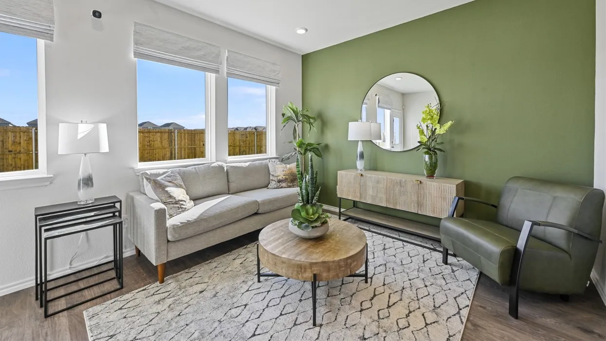 Wood-finish flooring throughout