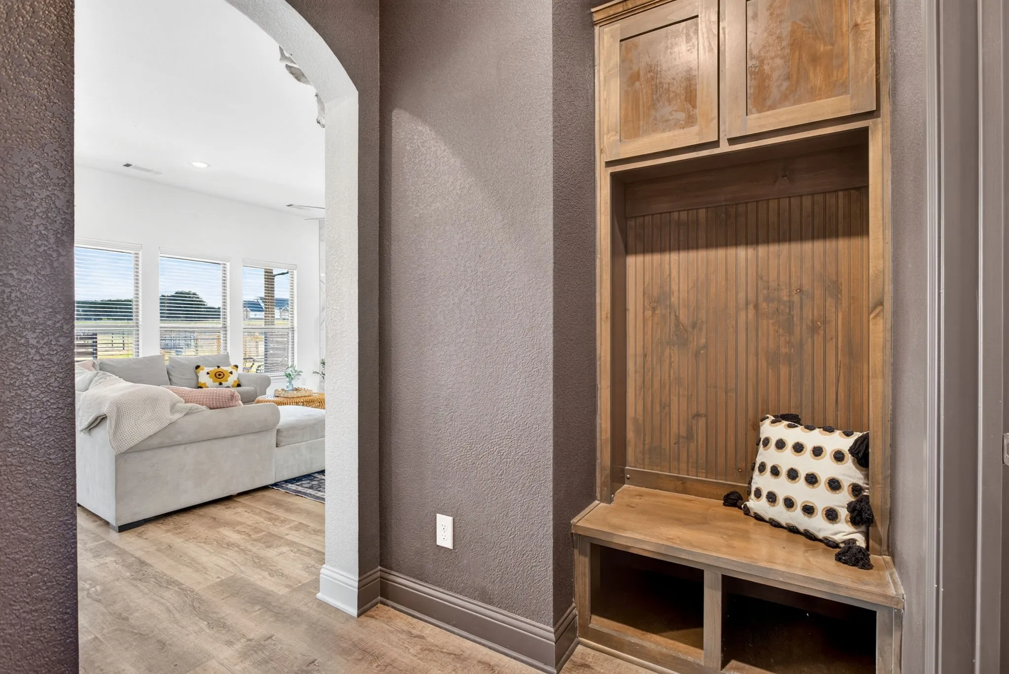 Mud nook area just outside the garage and laundry room creates a nice drop zone.