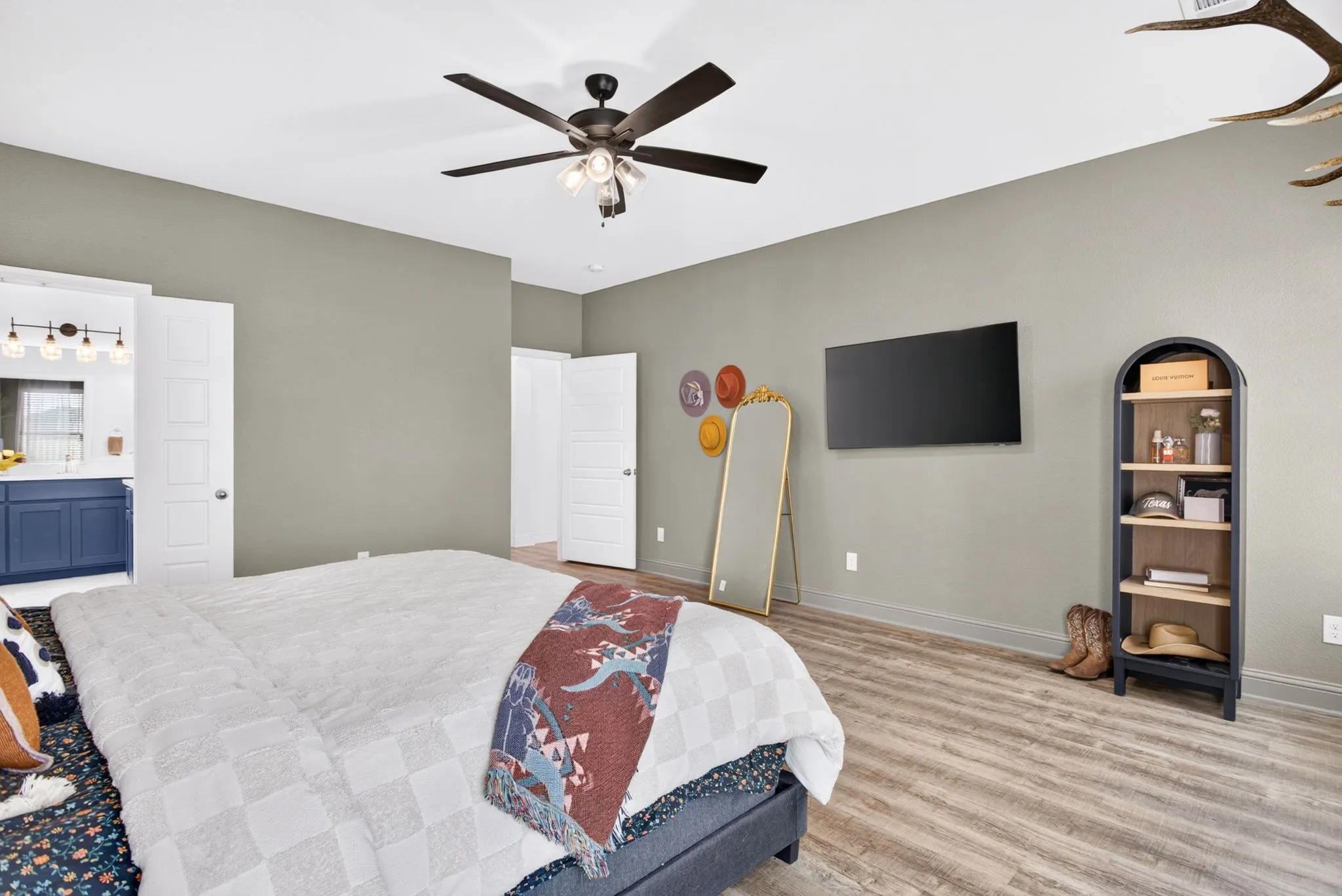 Love the cozy, darker color in here that's still neutral enough to work with any decor.