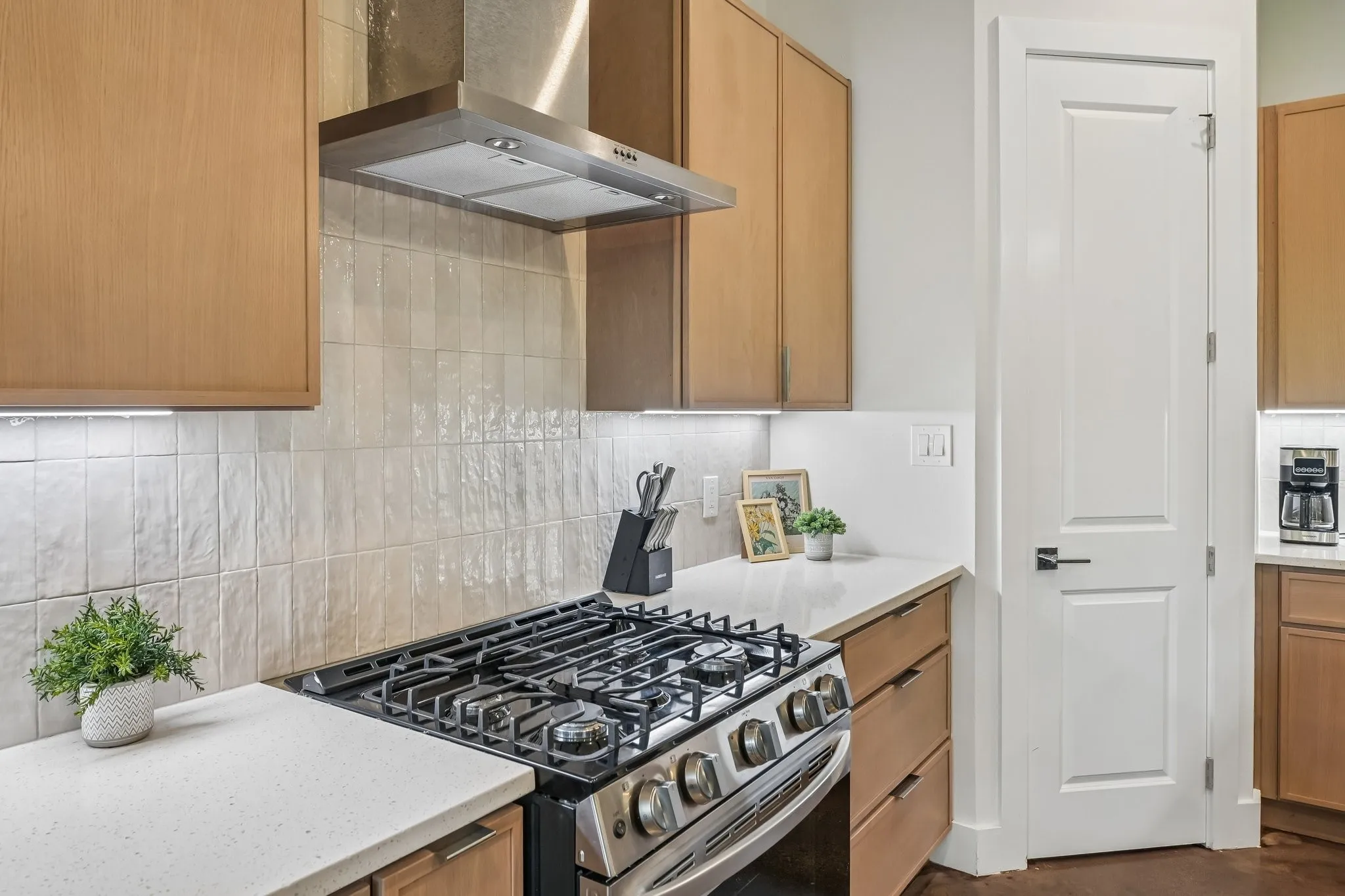 Stainless steel gas range with coordinating range hood