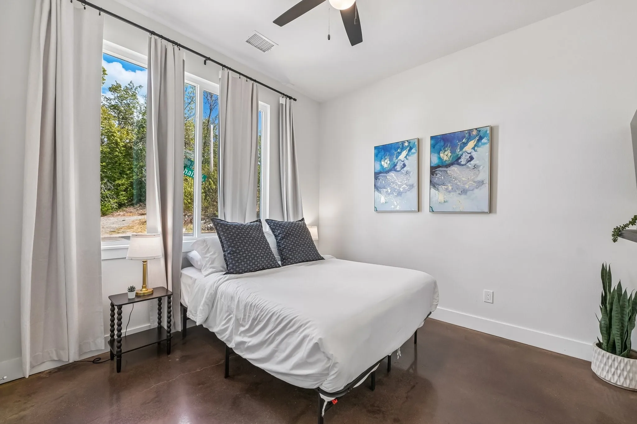 White walls with wood-finish flooring